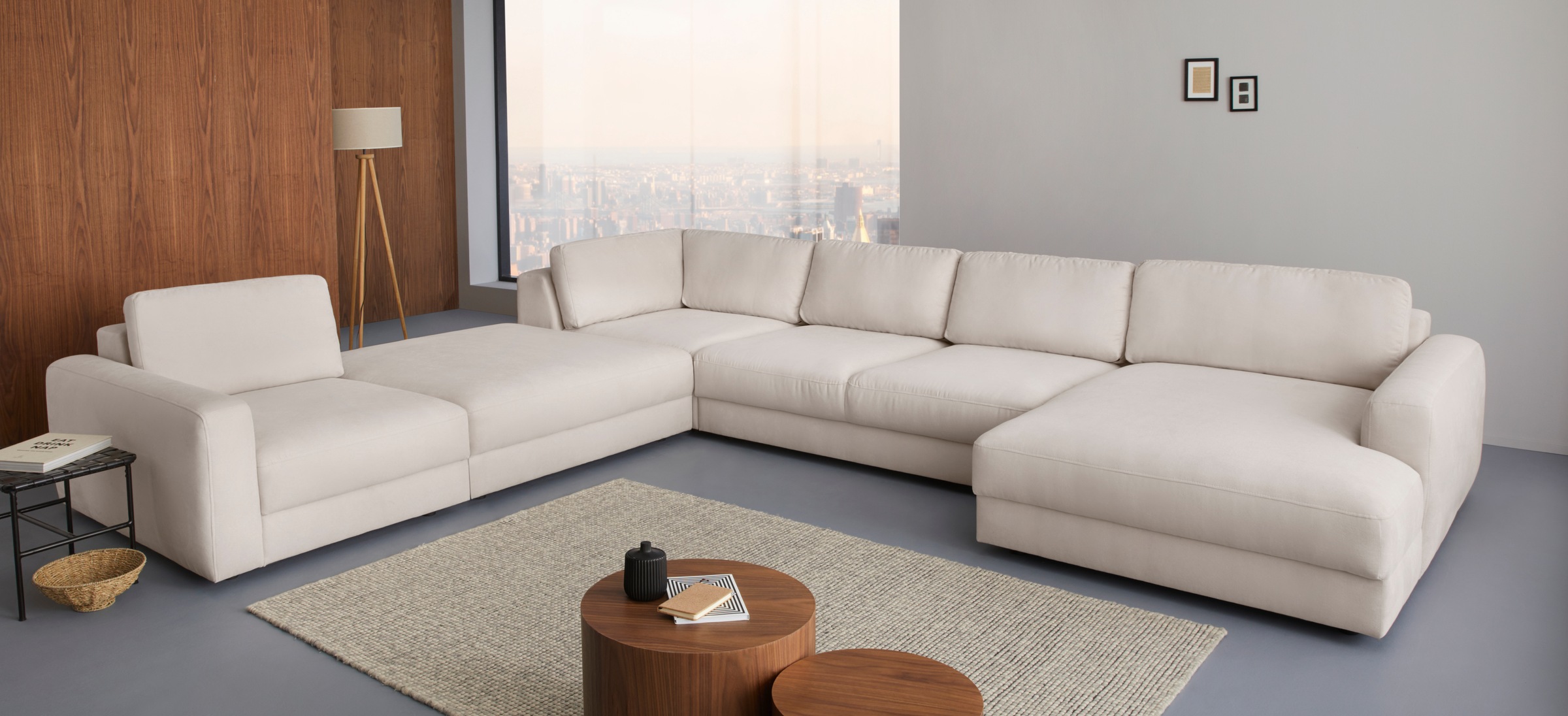 Places of Style Wohnlandschaft »Bloomfield, U-Form«, mit extra tiefer Sitzfläche, wahlweise mit Sitztiefenverstellung