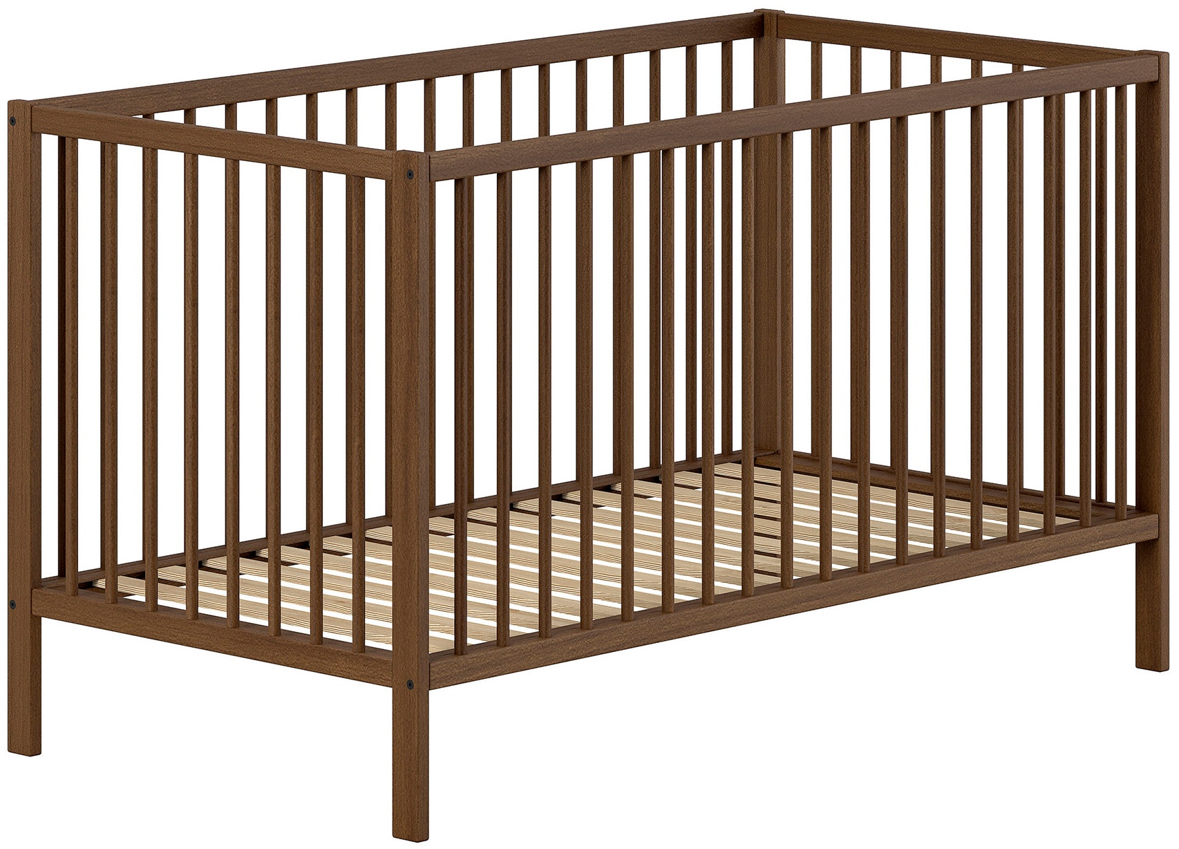 Babybett VIPACK "DINO, ideal für Ihr Kinderzimmer, Made in Europe, Buche massiv", buche nussbaum farbig, H:84,4cm L:144,4cm T:75,5cm, Massivholz, Babybetten, Babybett, 70/140cm, 3-fach höhenverstellbar, umbaubar, Buche Nussbaumfarbig