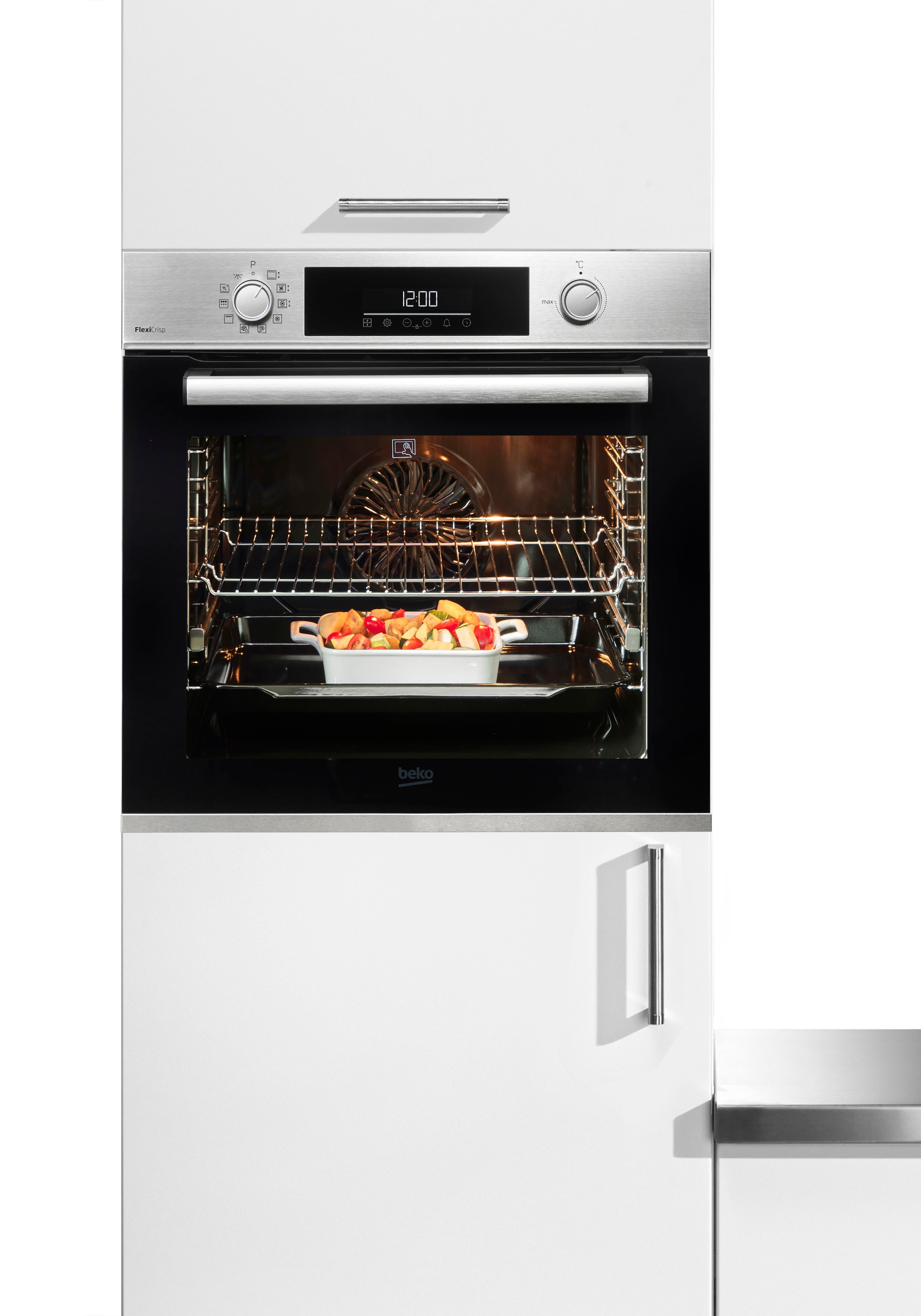 BEKO Einbaubackofen »BBIM12300XMPEF«, BBIM12300XMPEF, mit 1-fach-Teleskopauszug, Pyrolyse-Selbstreinigung