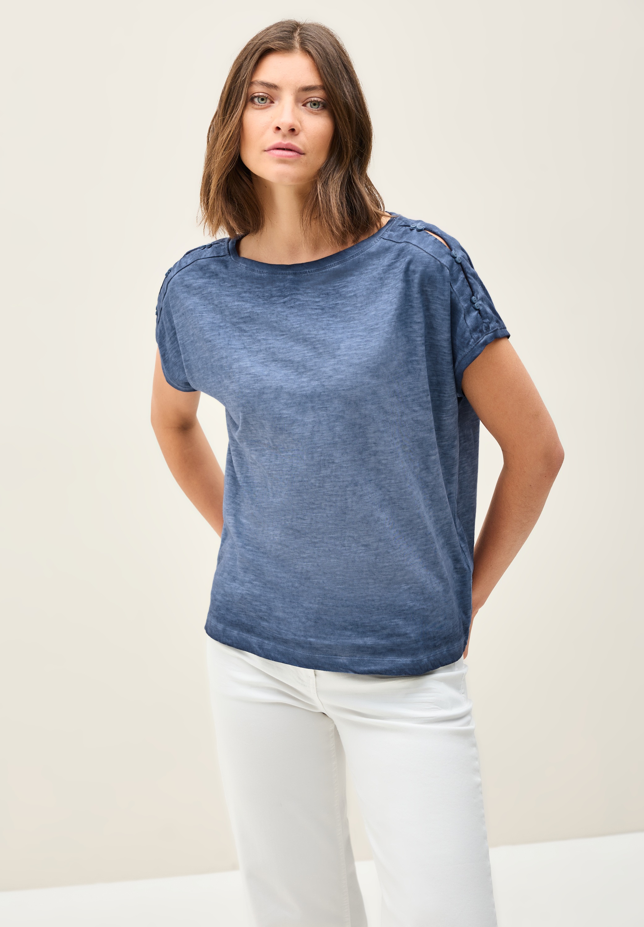 Cecil T-Shirt, mit Knopfdetails an der Schulter günstig online kaufen