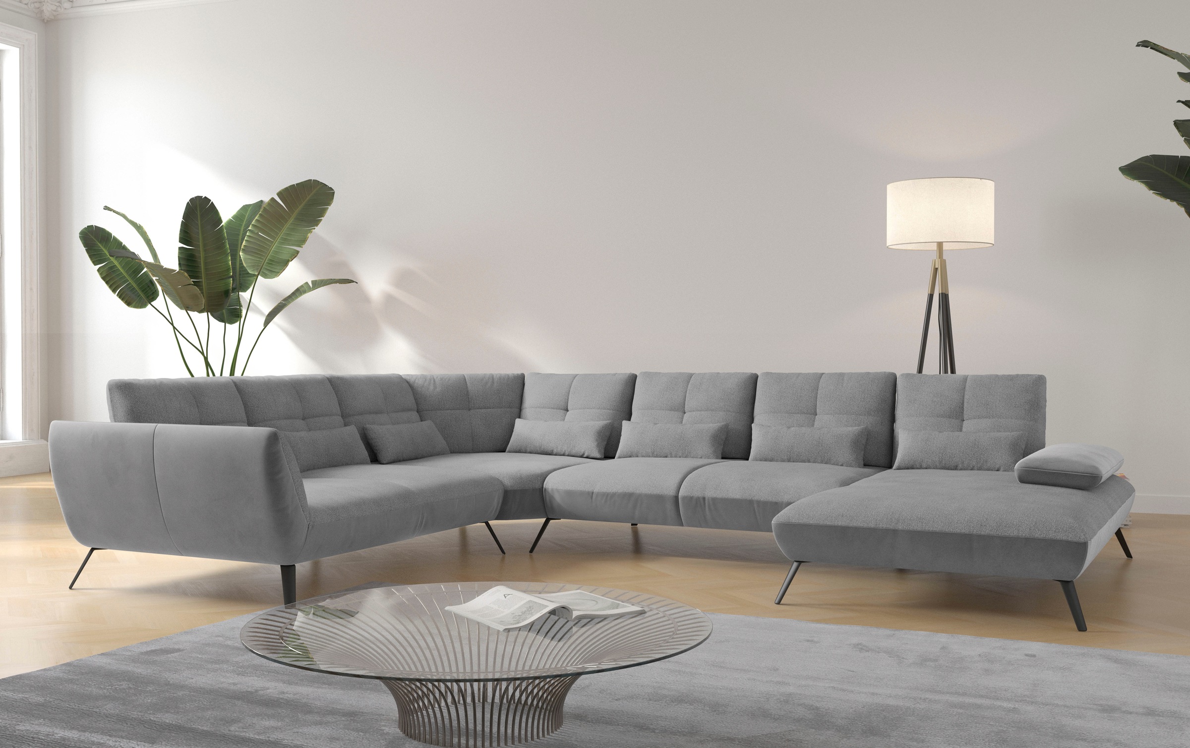 OTTO home Wohnlandschaft "Mikado U-Form" inkl. Sitztiefenverstellung und Armteilverstellung