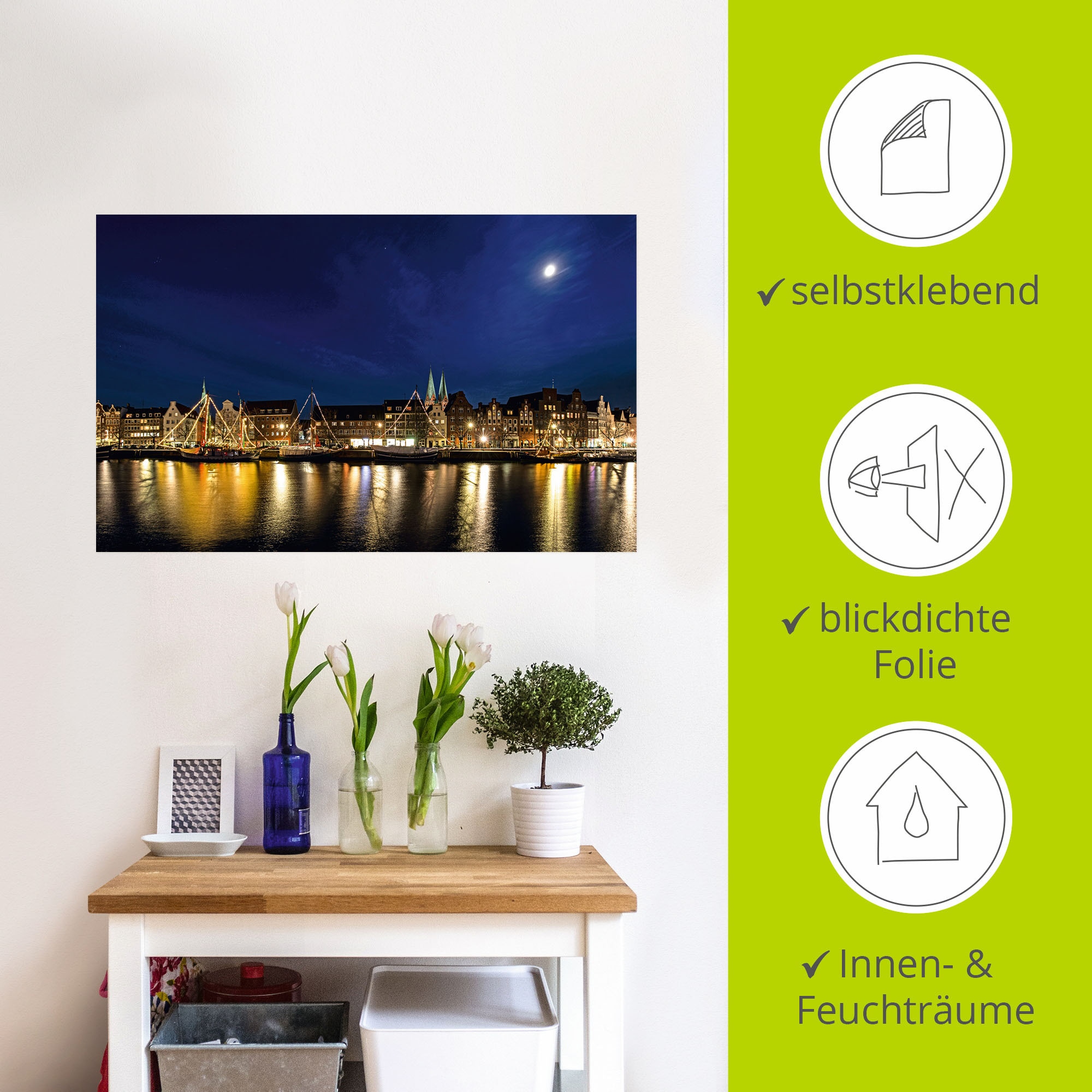 Artland Wandbild »Skyline Lübeck«, Lübeck, (1 St.), als Alubild, Leinwandbild, Wandaufkleber oder Poster in versch. Größen