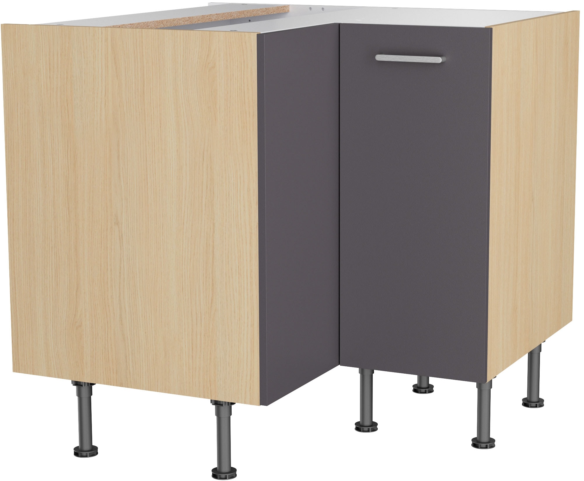 KOCHSTATION Eckunterschrank "KS-Lucy" Breite 90 x 90 cm, mit 2 Türen, Soft-Close, höhenverstellbare Füße