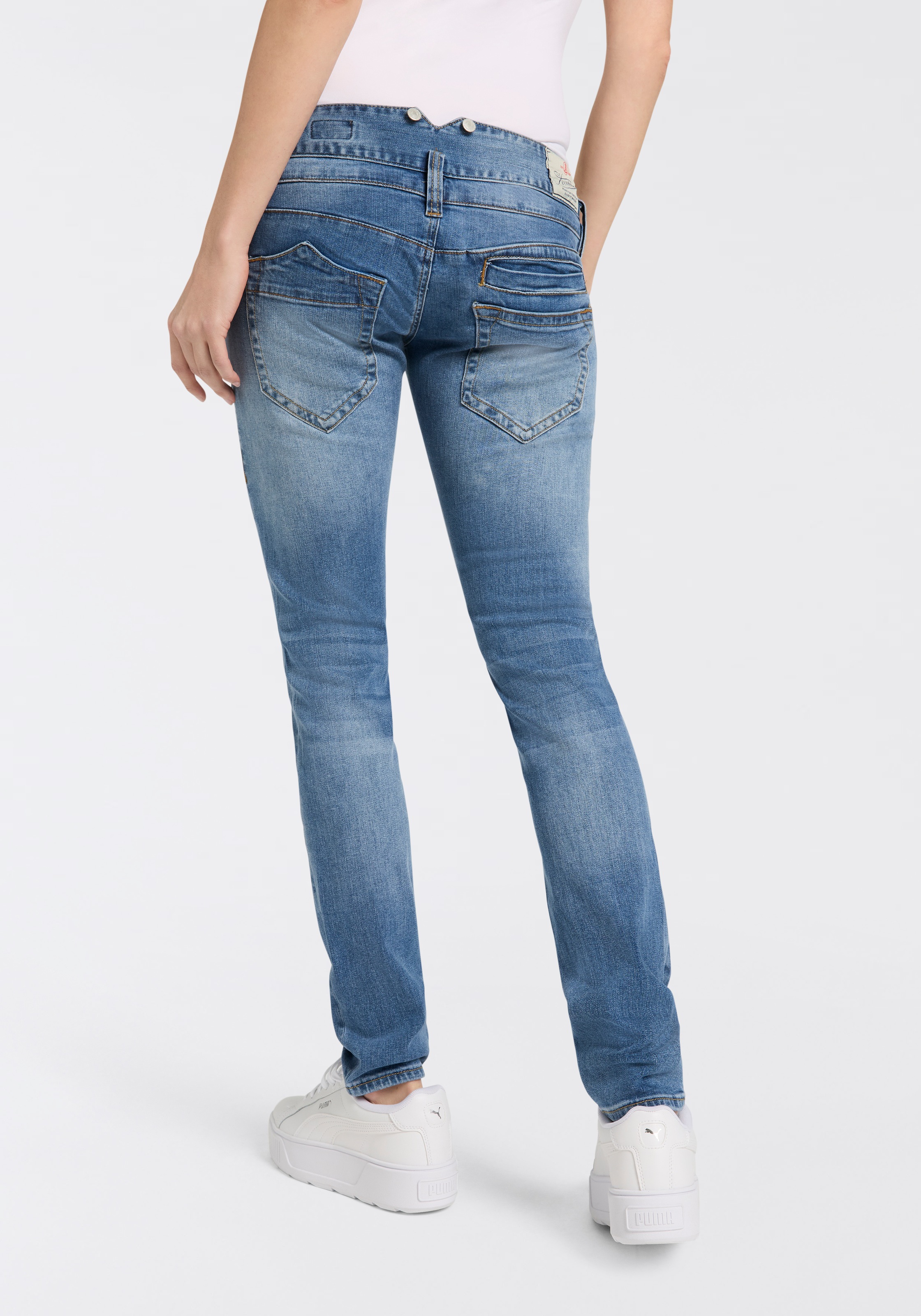 Herrlicher Slim-fit-Jeans "Pitch Slim Organic Denim", mit asymmetrischen Ta günstig online kaufen