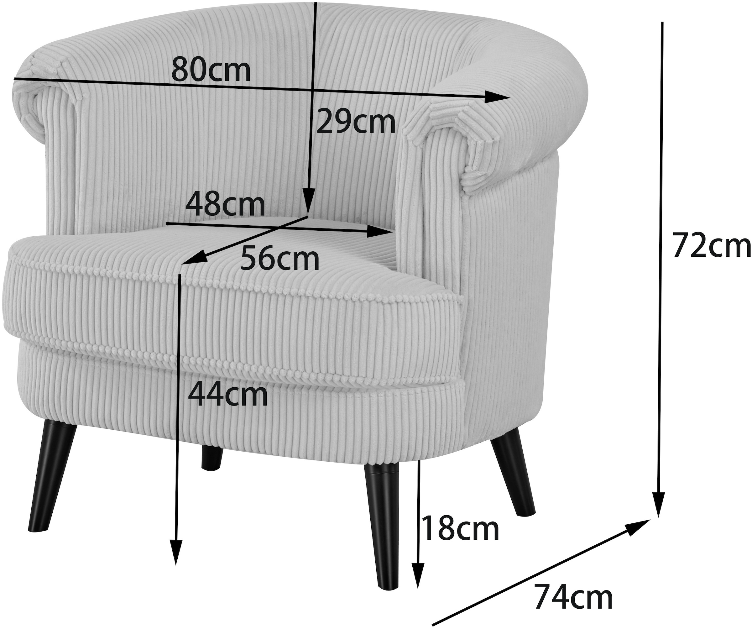 INOSIGN Sessel »HUTSELL in Cord und Webstoff, TV-Sessel oder Relax-Sessel« passt in jedes Wohnzimmer