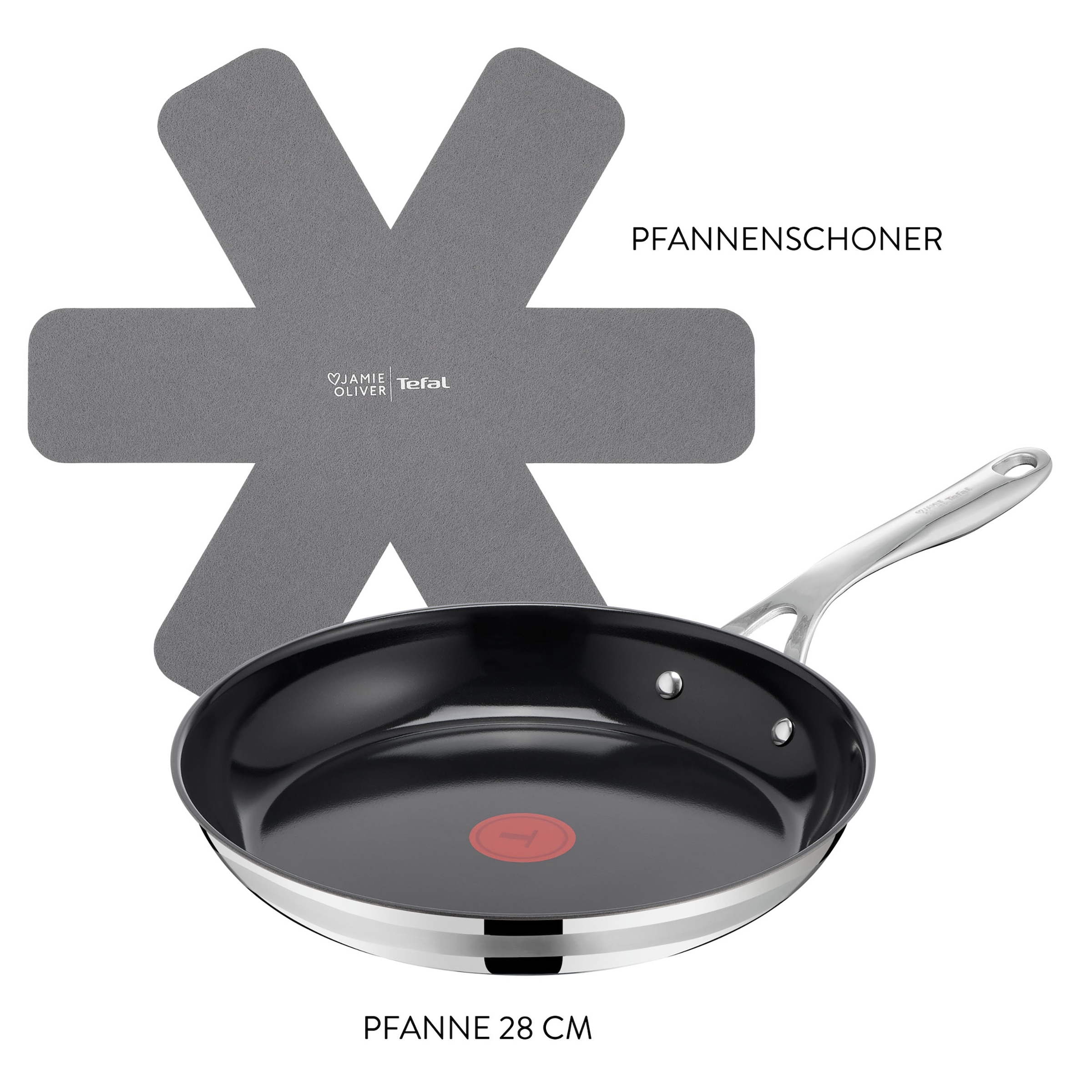 Tefal Bratpfanne »Jamie Oliver Smart Cook« Edelstahl Set, 2 tlg. tlg. Antihaftbeschichtete Keramikoberfläche, Thermo-Spot, Induktion