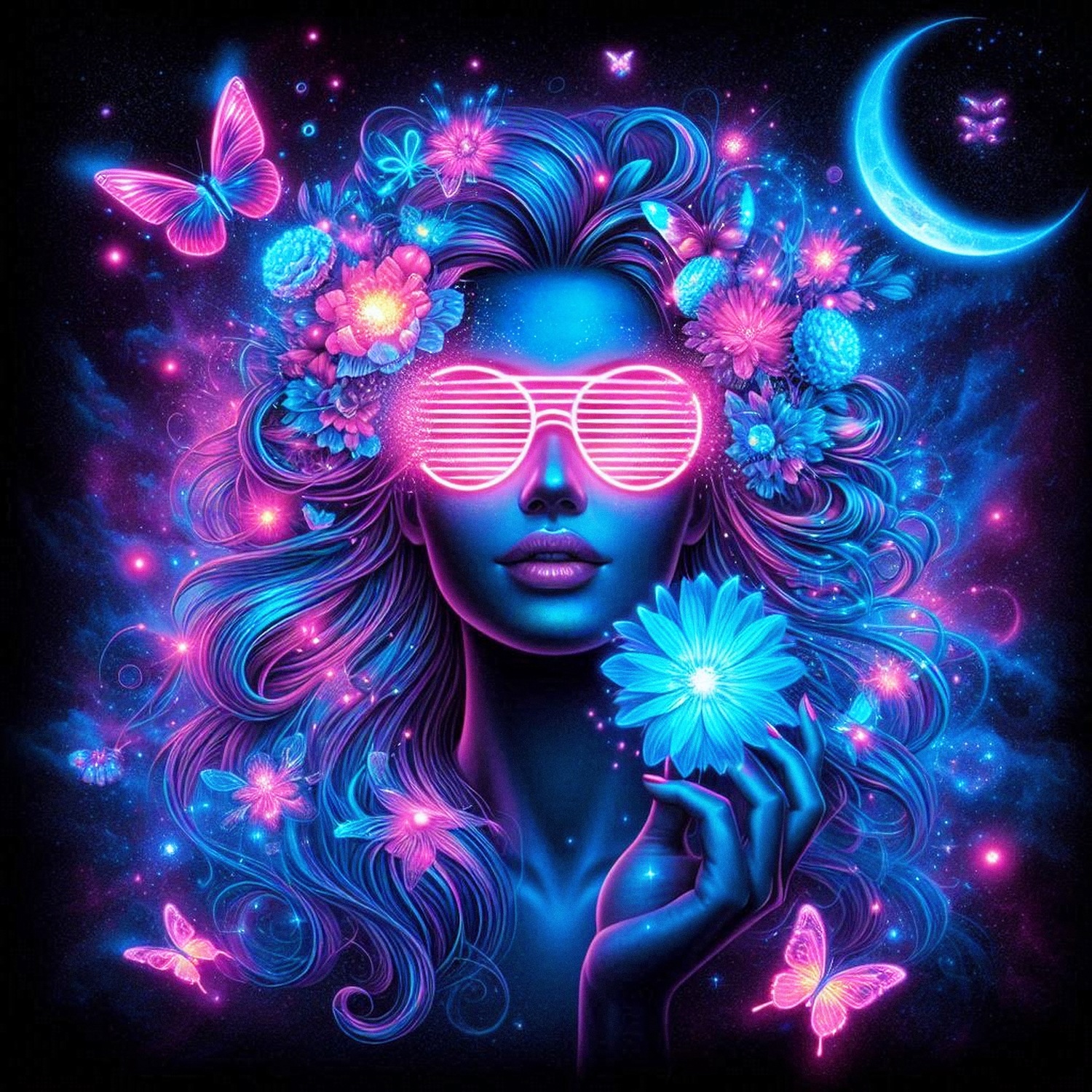 queence Acrylglasbild "kosmische Blüte II" Bilder von Frauen  Fantasy  Frau günstig online kaufen