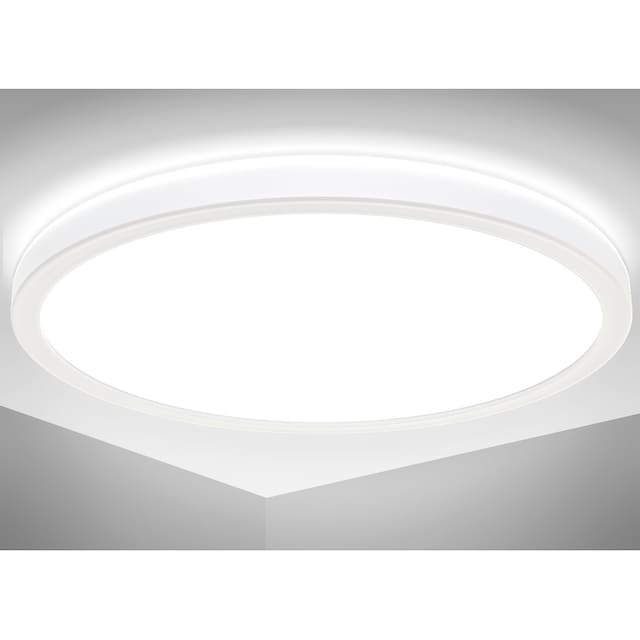 B.K.Licht LED Deckenleuchte »BK_DB1558 LED Bad-Deckenlampe, mit Backlight,  Ultraflach«, 1 flammig-flammig, Indirektes Licht, 18W, 4.000K, 2400Lm, IP44,  Ø29cm | BAUR