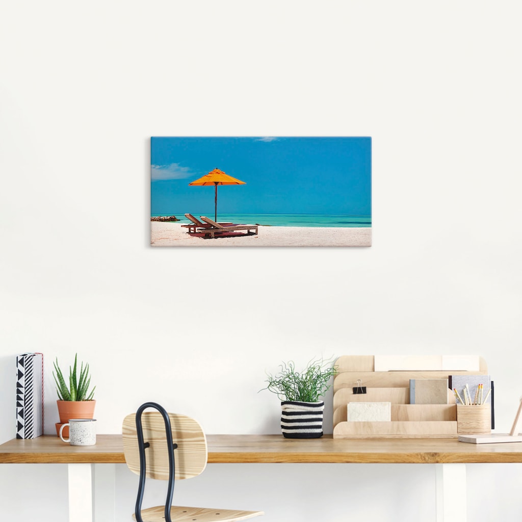 Artland Wandbild »Liegestuhl Sonnenschirm Strand Malediven«, Strand, (1 St.)