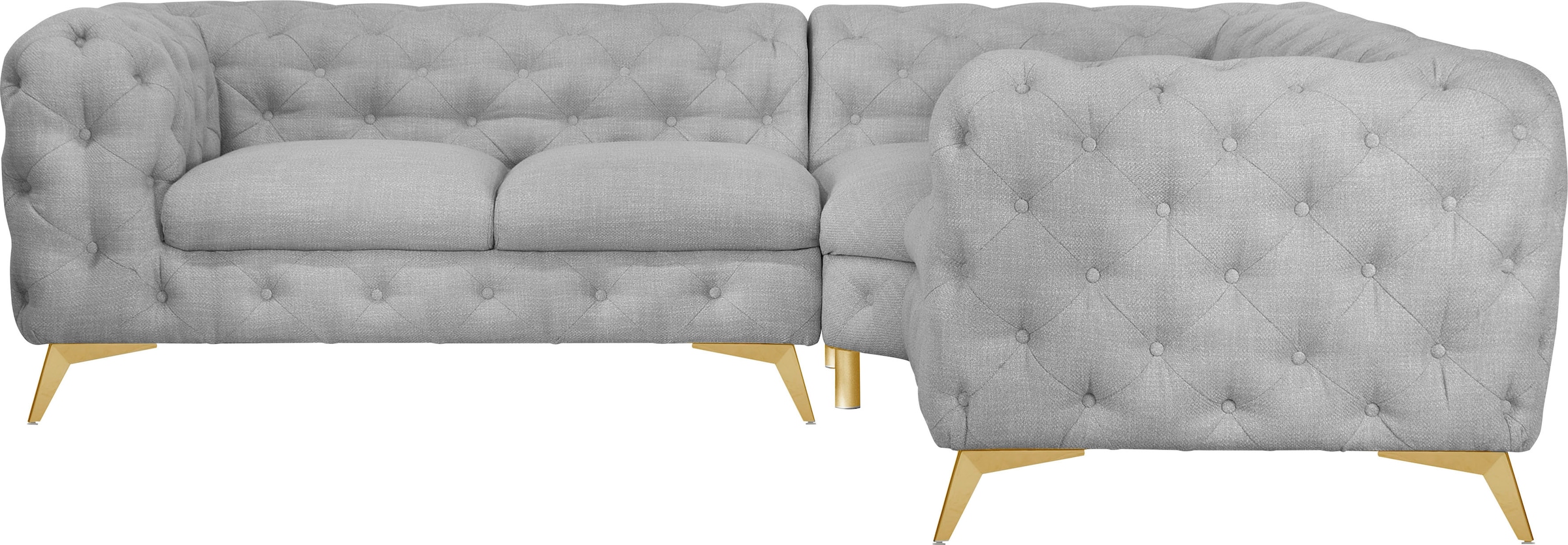 Leonique Chesterfield-Sofa "Ecksofa GLYNIS L-Form mit Wellenunterfederung, günstig online kaufen