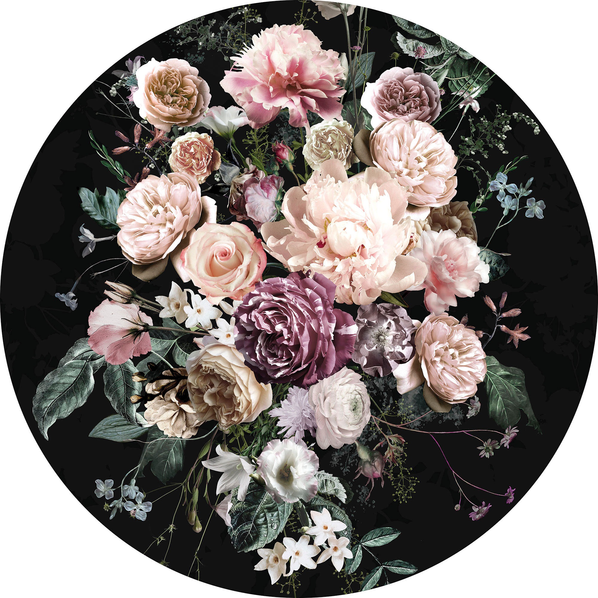 Komar Wandtattoo »selbstklebendes Vlies - Enchanted Flowers - Größe 125 x 125 cm«, (1 St.), rund und selbstklebend