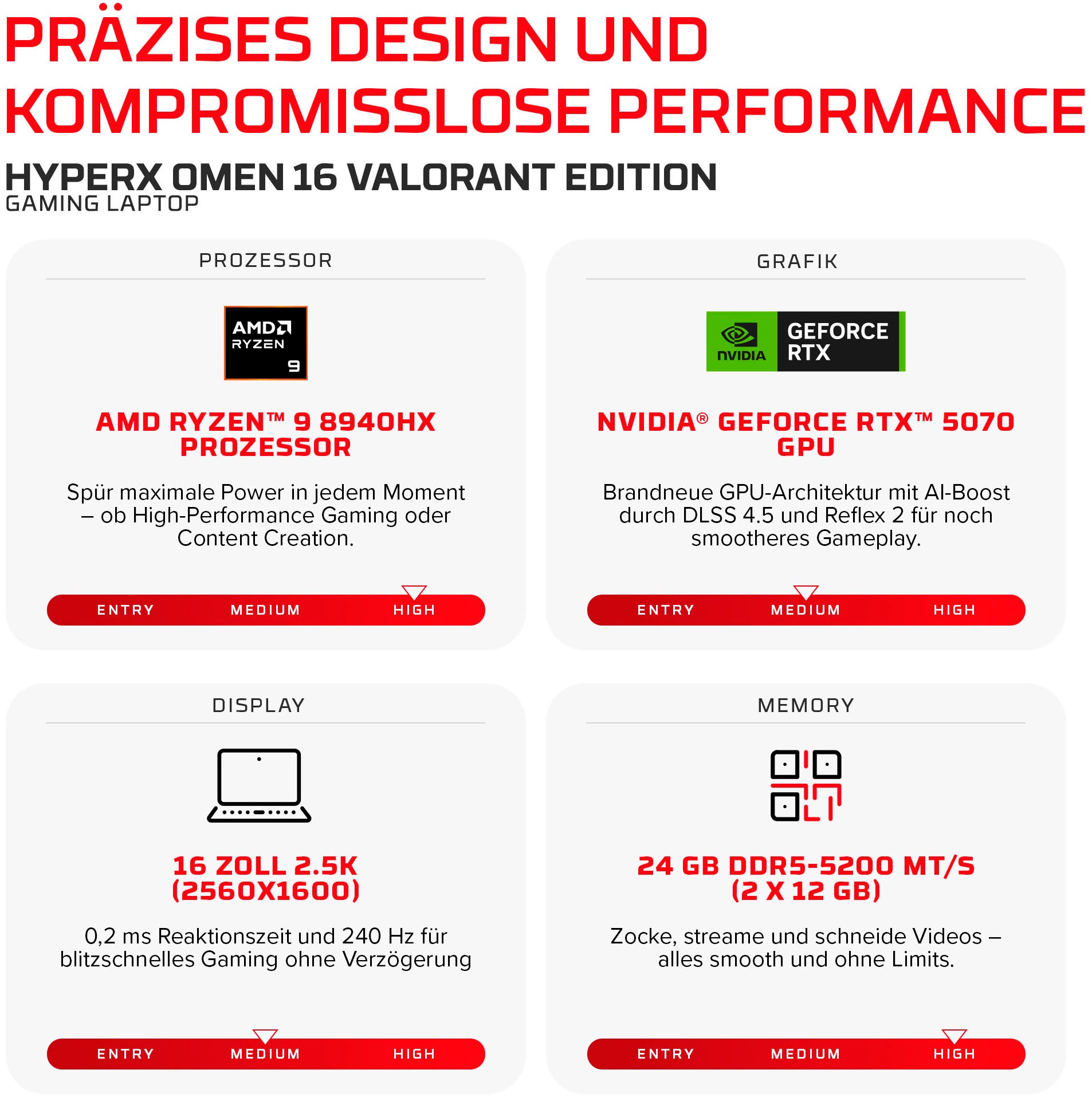HP Gaming-Notebook »16-ap1099ng« 40,6 cm / 16 ″ AMD Ryzen 9 GeForce RTX 5070 1.000 GB SSD