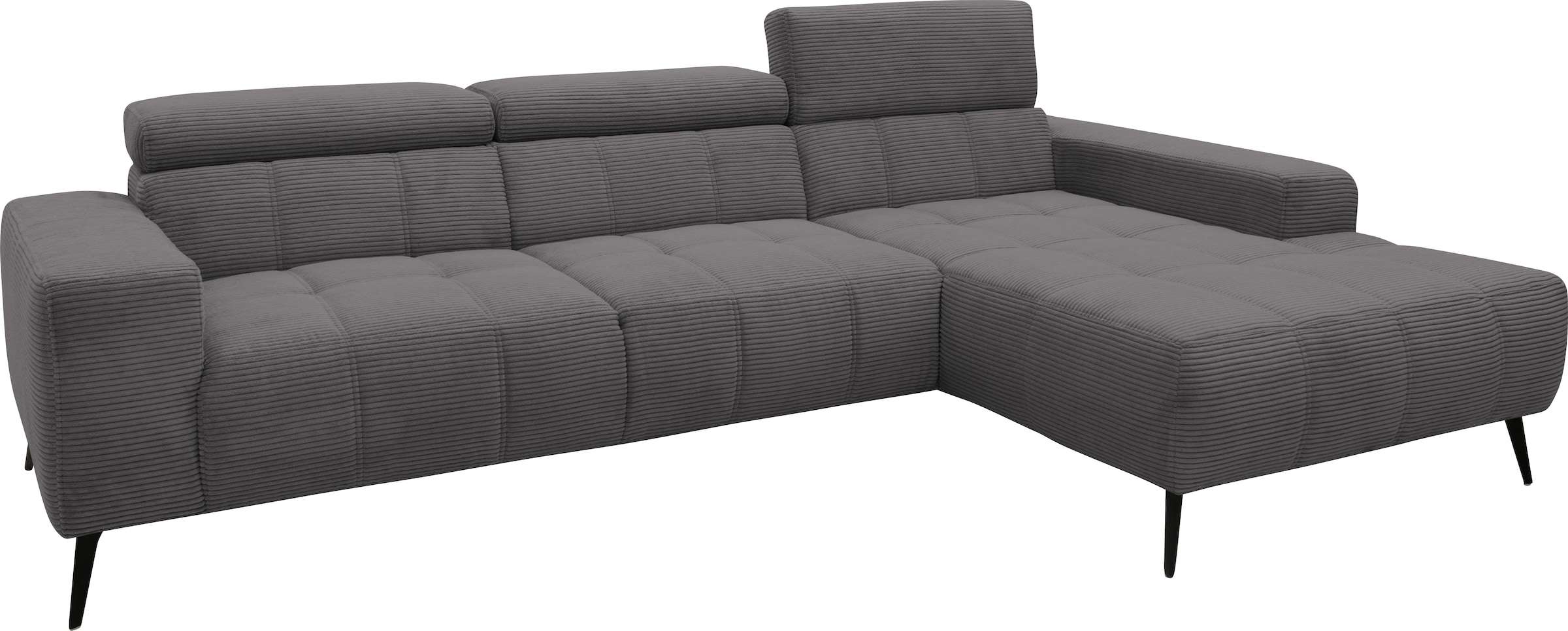 DOMO collection Ecksofa »Trento L-Form, mit Kufenfuß oder Einzelfuß«, wahlweise mit Kopfteilverstellung, Recamiere links/rechts bestellbar