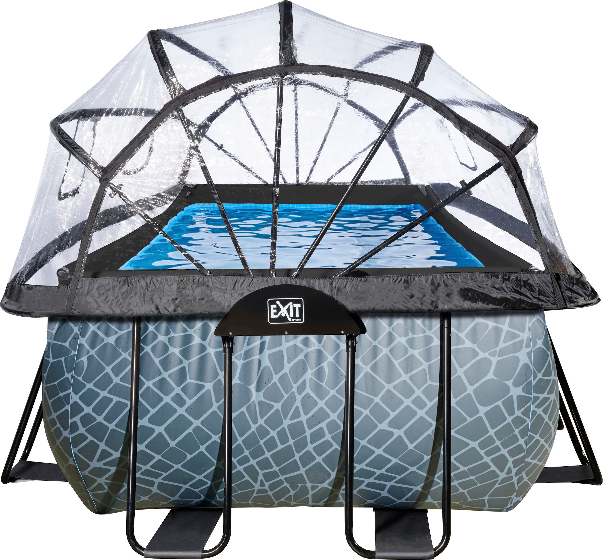 EXIT Framepool »inkl. Poolabdeckung und Wärmepumpe«, (Set, 5 tlg.), 5-tlg., BxLxH: 200x400x100 cm, mit Sandfilteranlage und Poolleiter