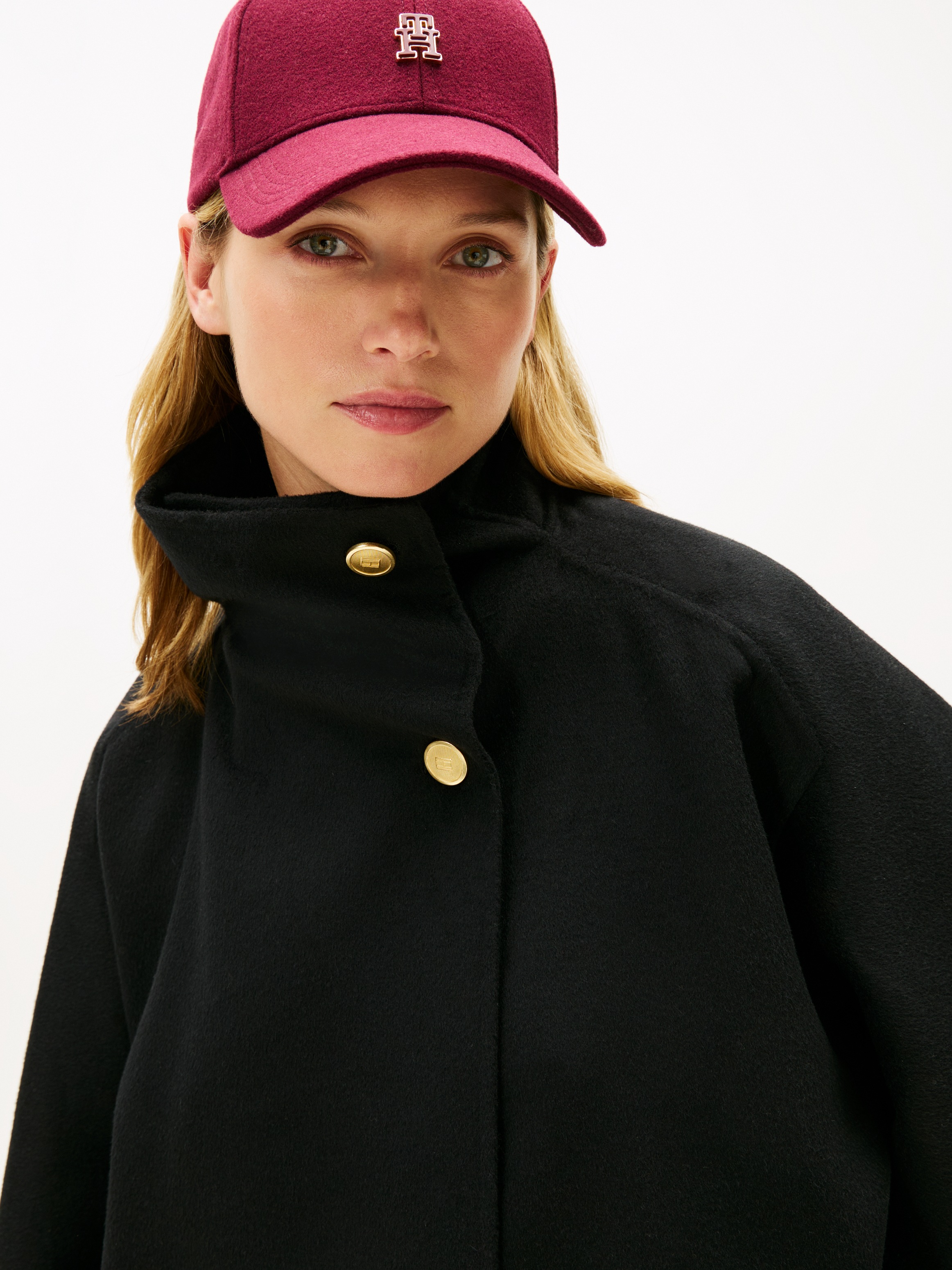 Tommy Hilfiger Kurzmantel "DF WOOL GB FUNNEL NK COAT" mit Wolle günstig online kaufen