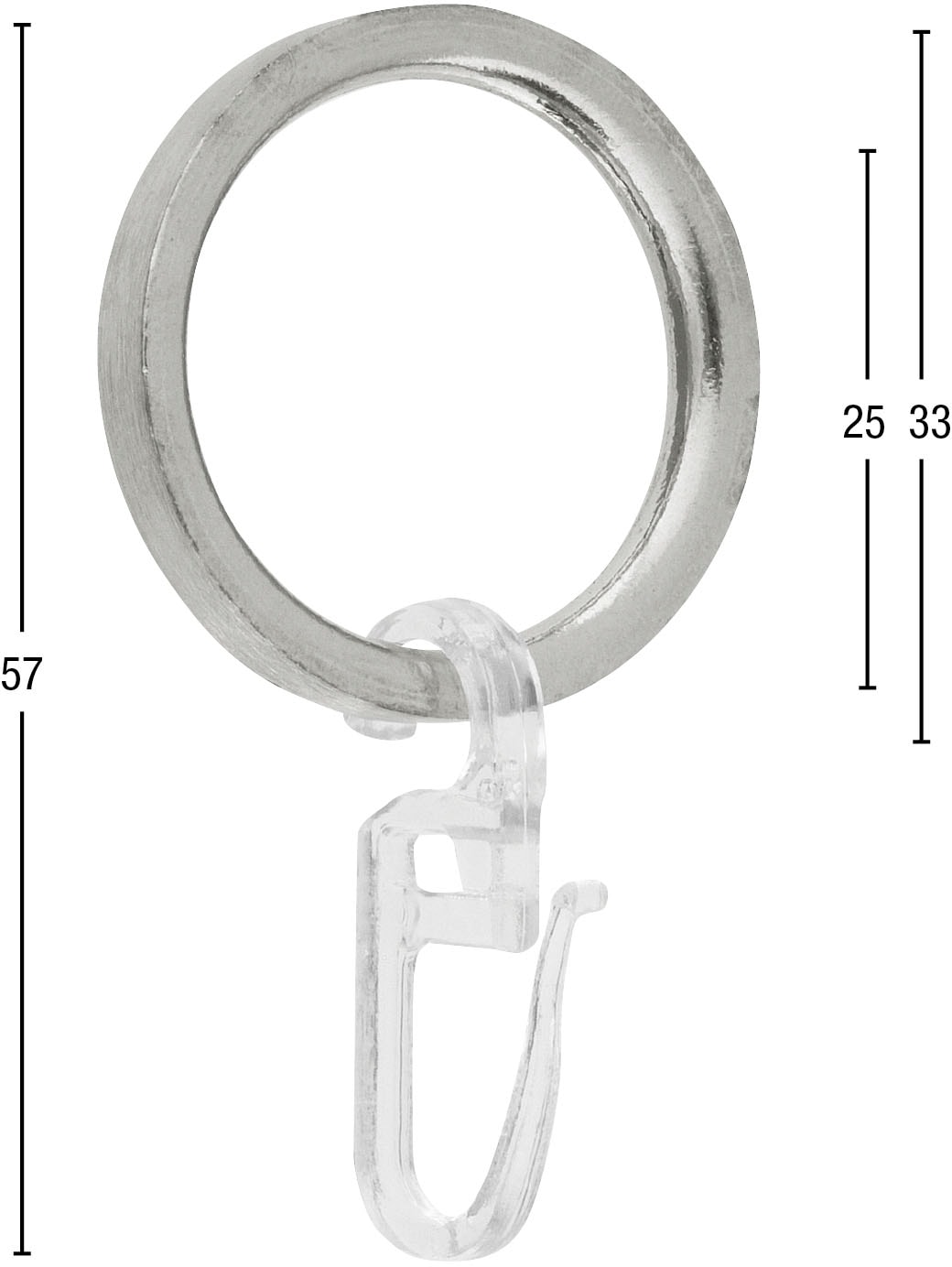GARESA Gardinenring »Ring mit Haken«, (10 St.), für Durchmesser bis 20mm, einfache Montage