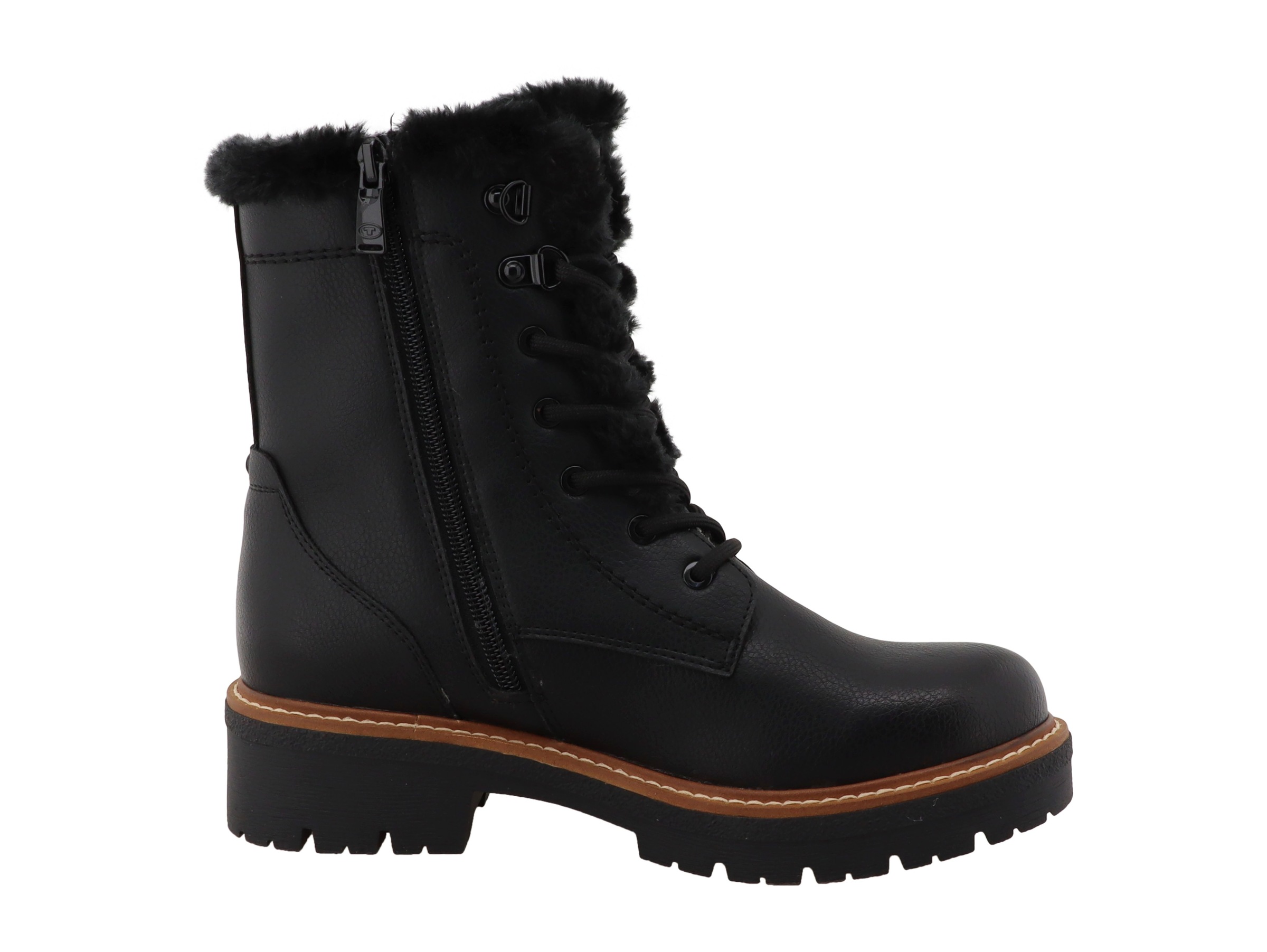 TOM TAILOR Winterstiefelette  Blockabsatz, Winterboots mit Fellimitat am Schaftrand