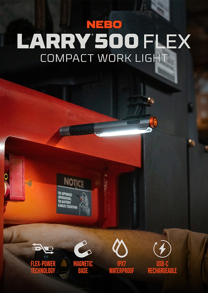 NEBO LED Taschenlampe »Nebo Lil Larry 500 Flex« Set, Taschenlampe inkl. Ladekabel, 2 Stk. tlg. Flexibel mit Akku- oder Batteriebetrieb nutzbar