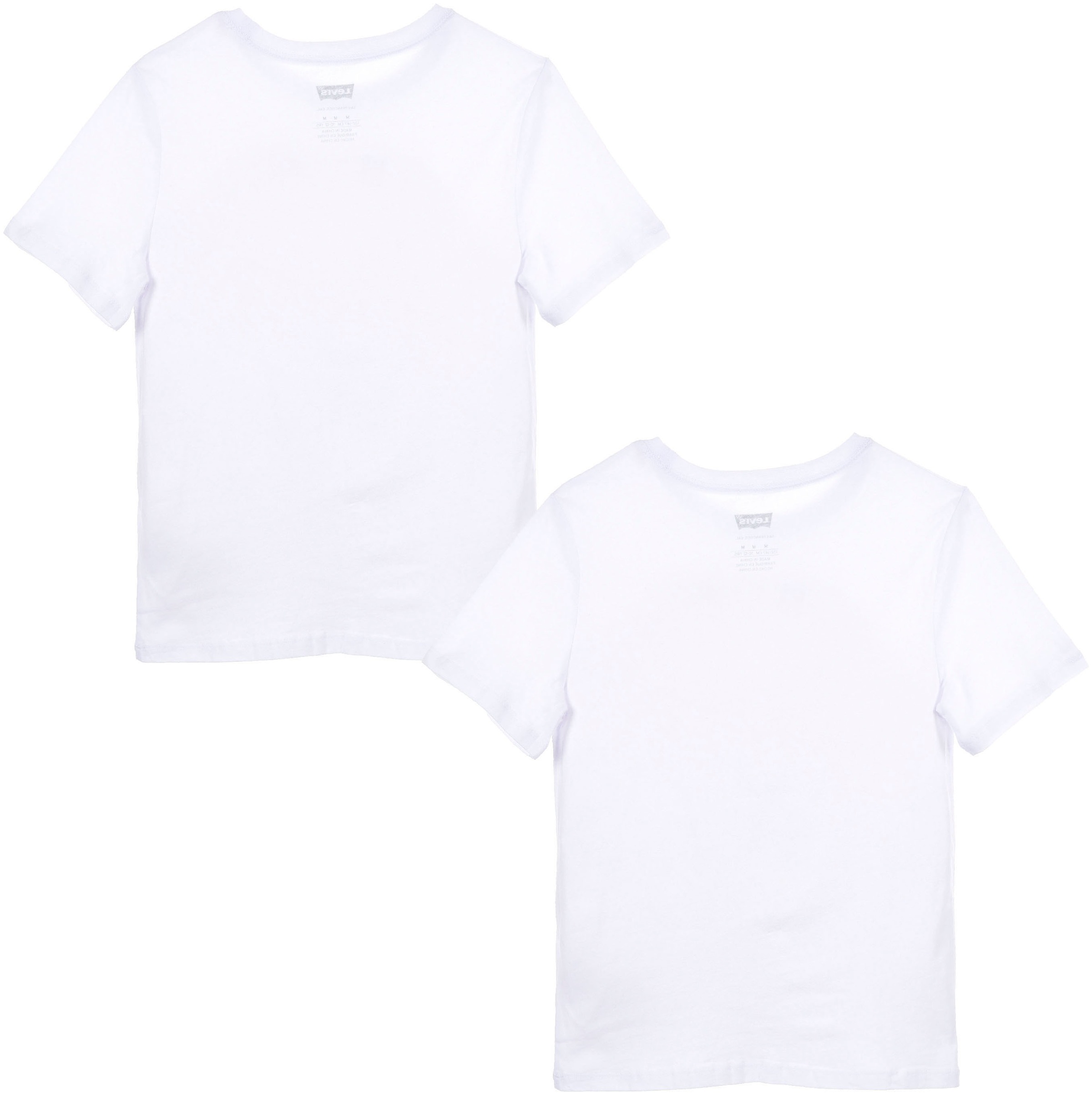 LEVI'S KIDS Jungen T-Shirt "2PK CREW NECK TEE", weiß, Basic, Gr. S, Jersey, Obermaterial: 100% Baumwolle, Shirts, for BOYS