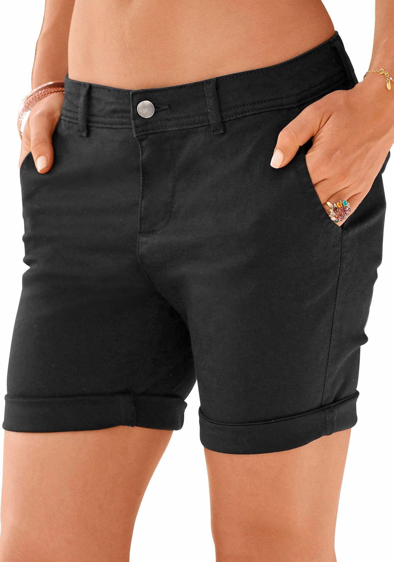 LASCANA Bermudas "aus elastischer Baumwolle" zum Krempeln, kurze Hose, Shorts, Sommerhose