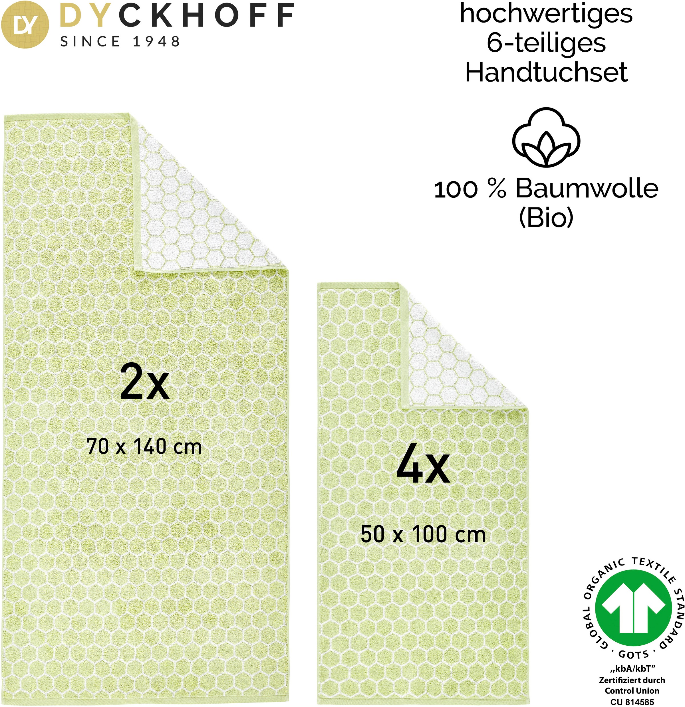 Dyckhoff Handtuch Set »Pure Natural Honey« Set 6 Frottier BIO Baumwolle, GOTS