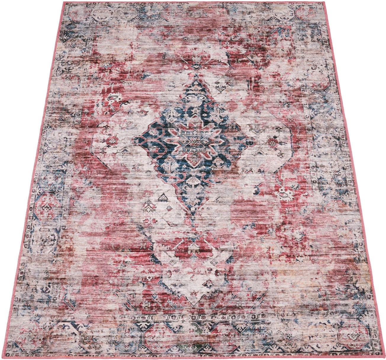 Paco Home Teppich »Lyon 331«, rechteckig, 4 mm Höhe, Kurzflor, Orient-Optik, Vintage Design, waschbar