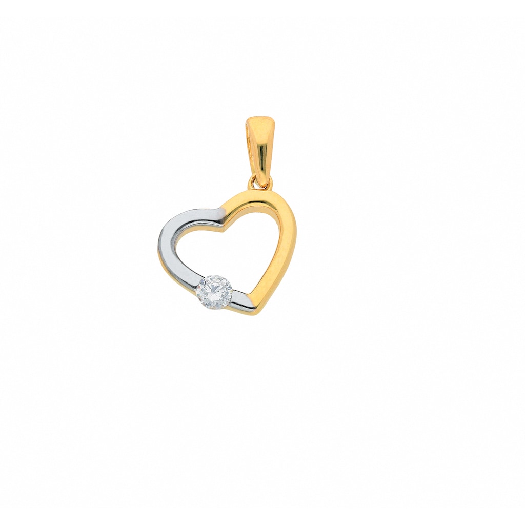 Adelia´s Kettenanhänger »Damen Goldschmuck 585 Gold Anhänger Herz mit Zirkonia«