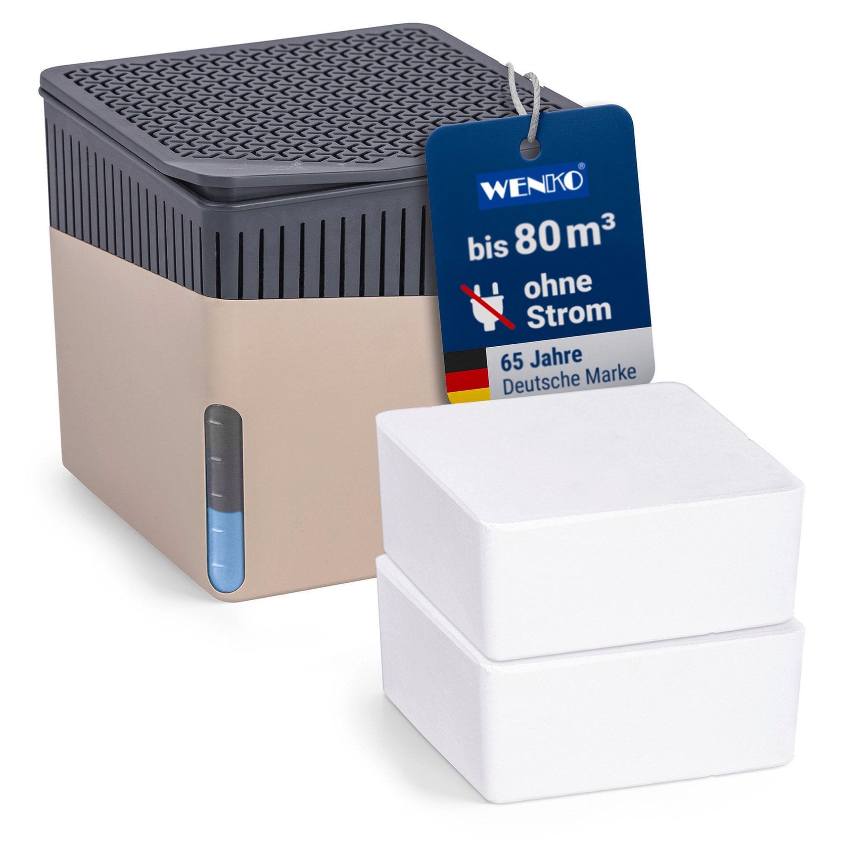 WENKO Luftentfeuchter »Modell Cube« für 80 m³ Räume Tank 1,6 l mit 2 x 1000 g Entfeuchter-Blöcken, für Räume bis 80 m³