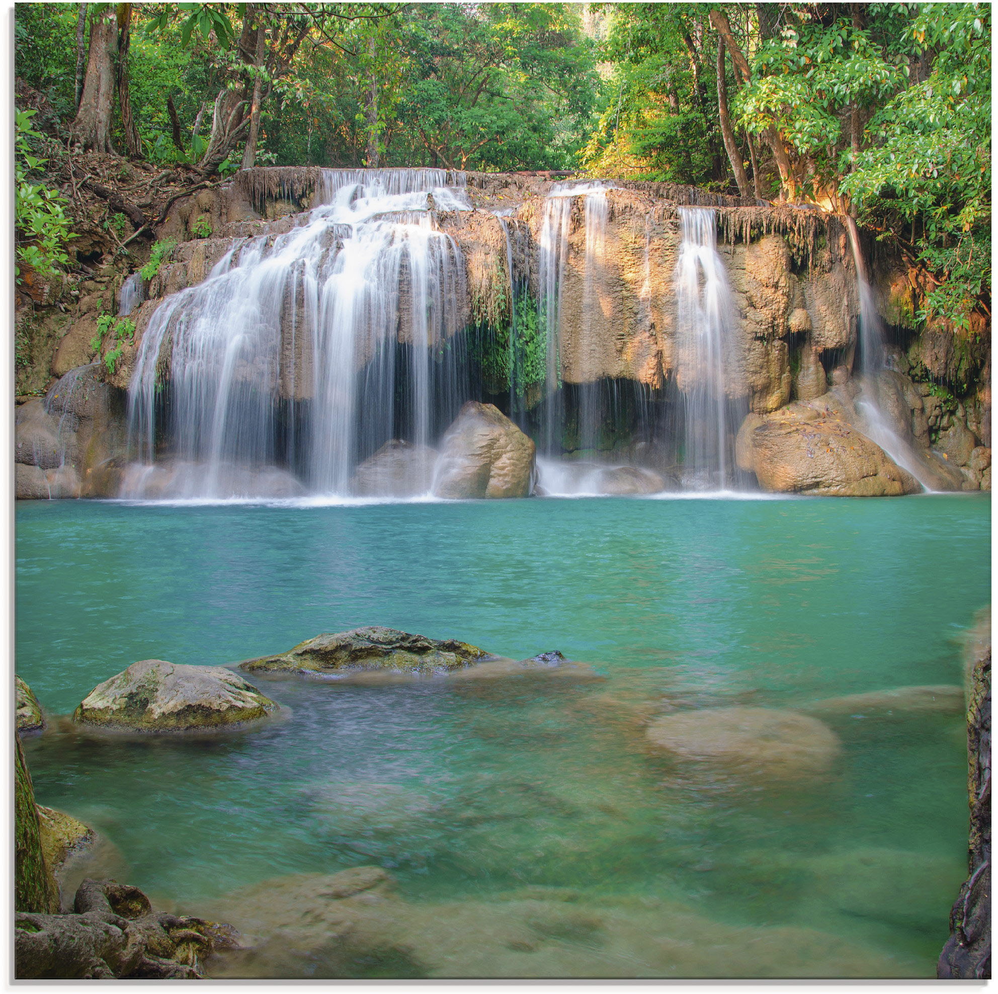 Artland Wandbild »Wasserfall im Wald (1 St.), bestellen 3D Gewässer, Park«, | Optik BAUR National gebogen