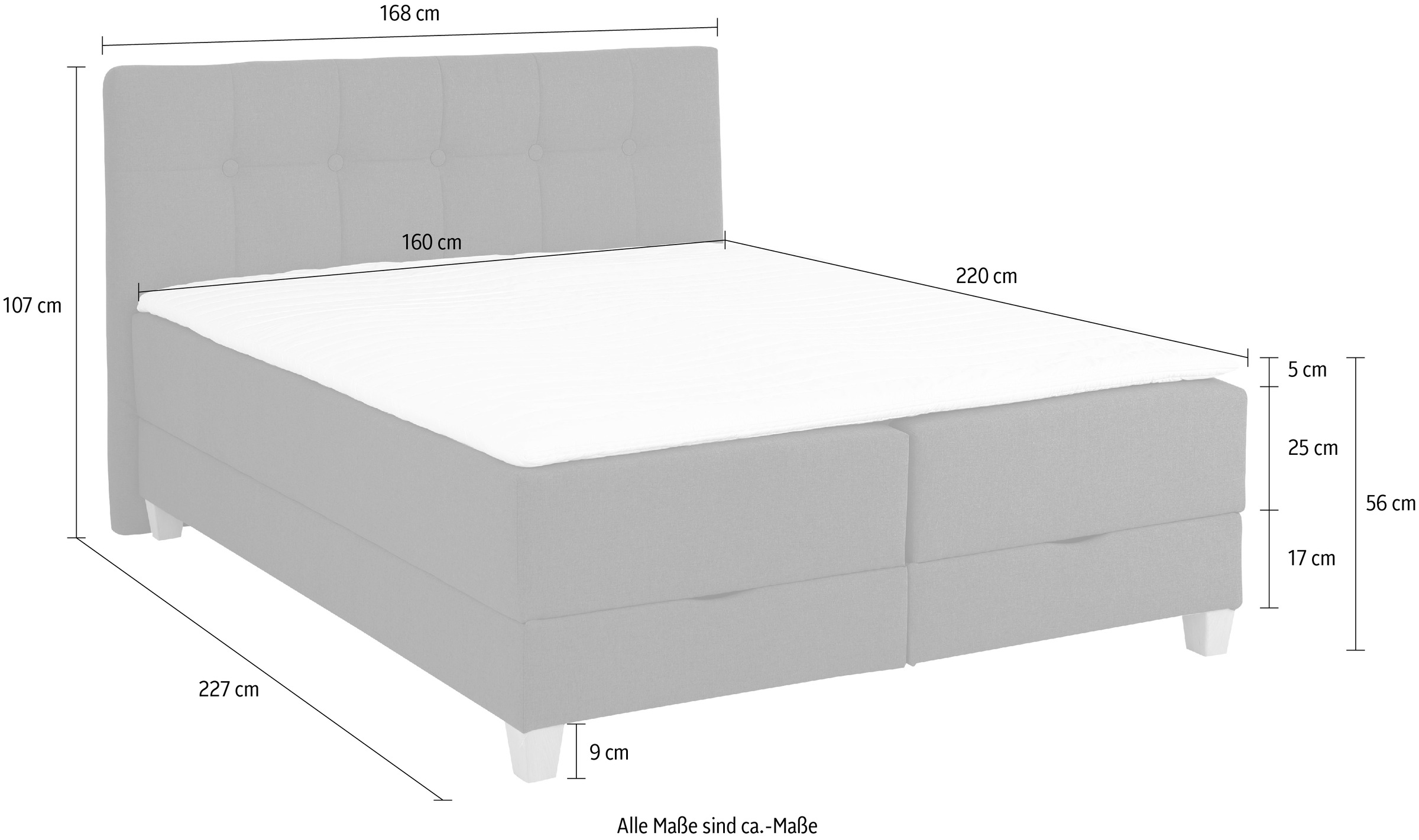 Home affaire Boxbett »Lonrai«, in H2,H3 & H4 und XXL - Überlänge 220cm wählbar, inkl. Topper