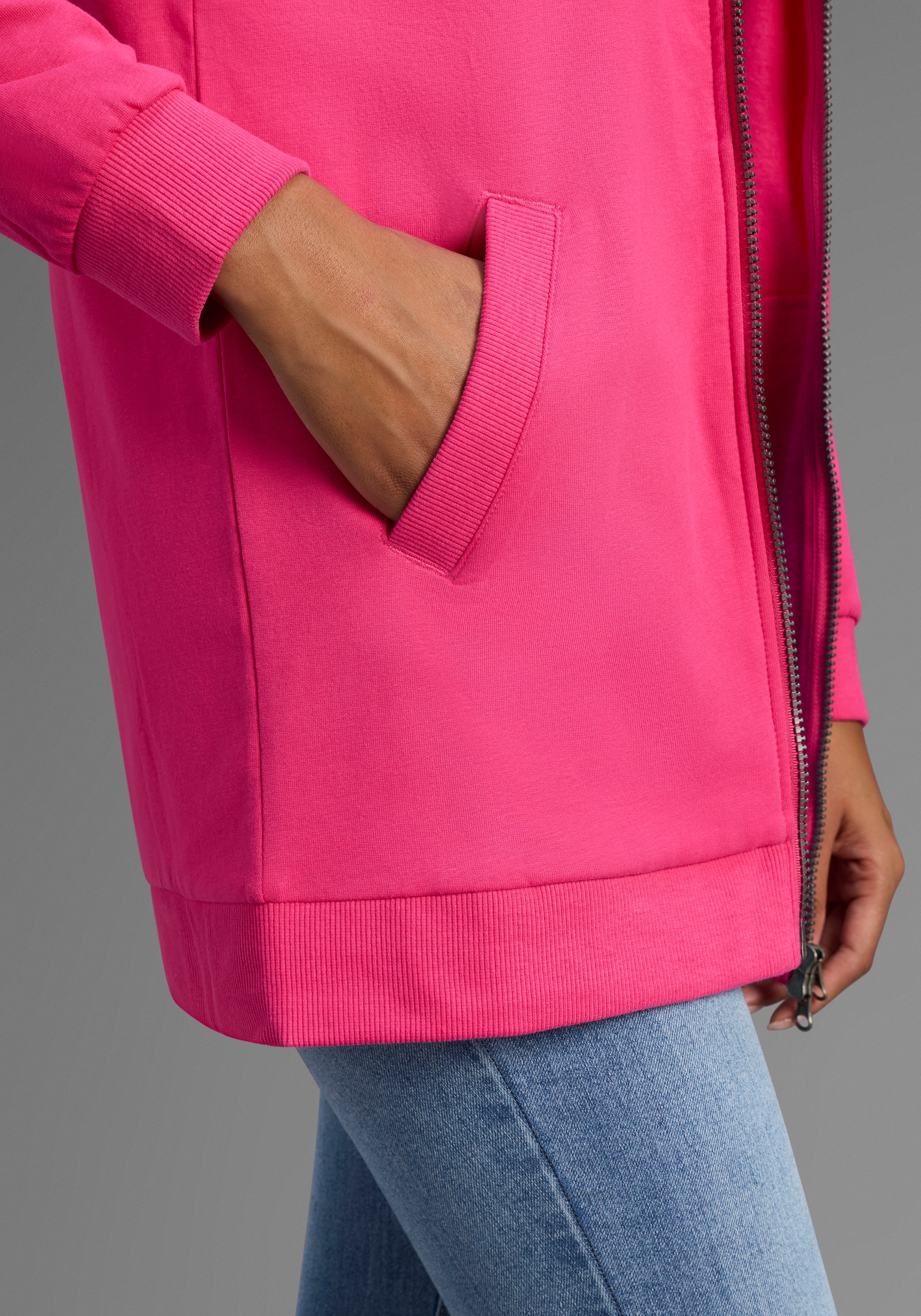 Thumbnail - Flashlights Sweatjacke in langer Form mit Zipper