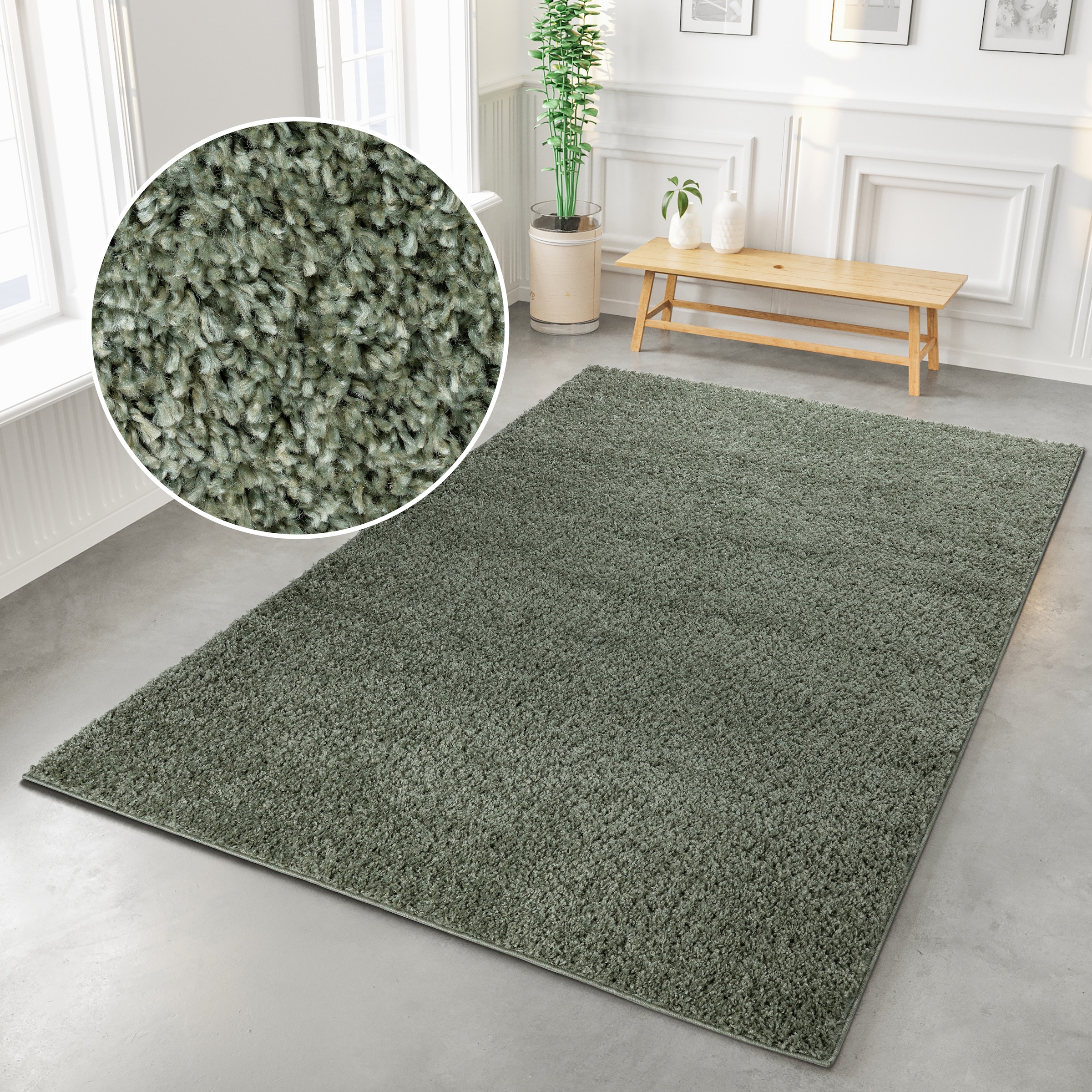 my home Hochflor-Teppich "Viva" rechteckig 45 mm Höhe Uni Farben, einfarbig günstig online kaufen