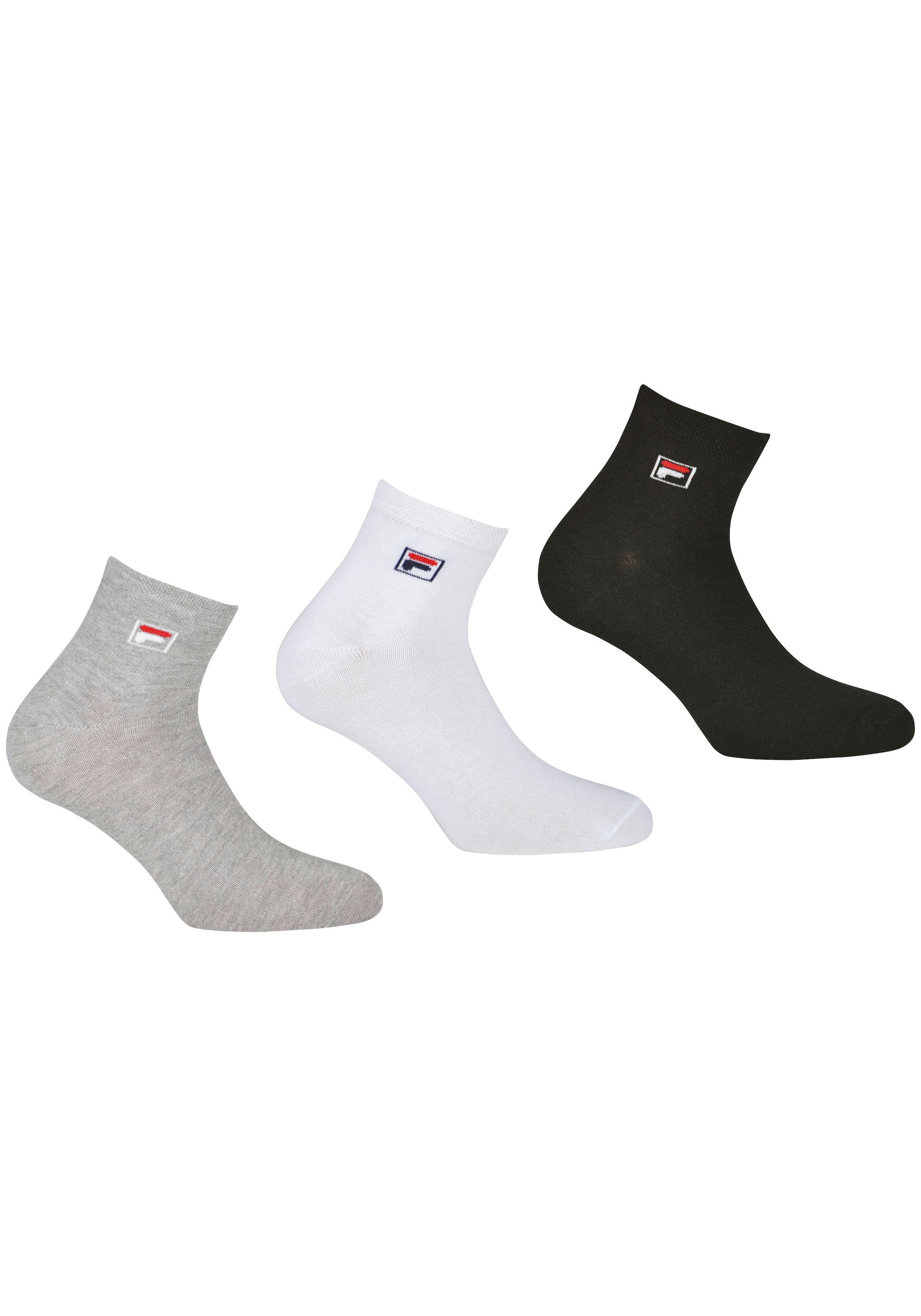 Fila Kurzsocken "UNISEX QUARTER PLAIN SOCKS" 3 Stk. tlg. mit eingestrickem günstig online kaufen