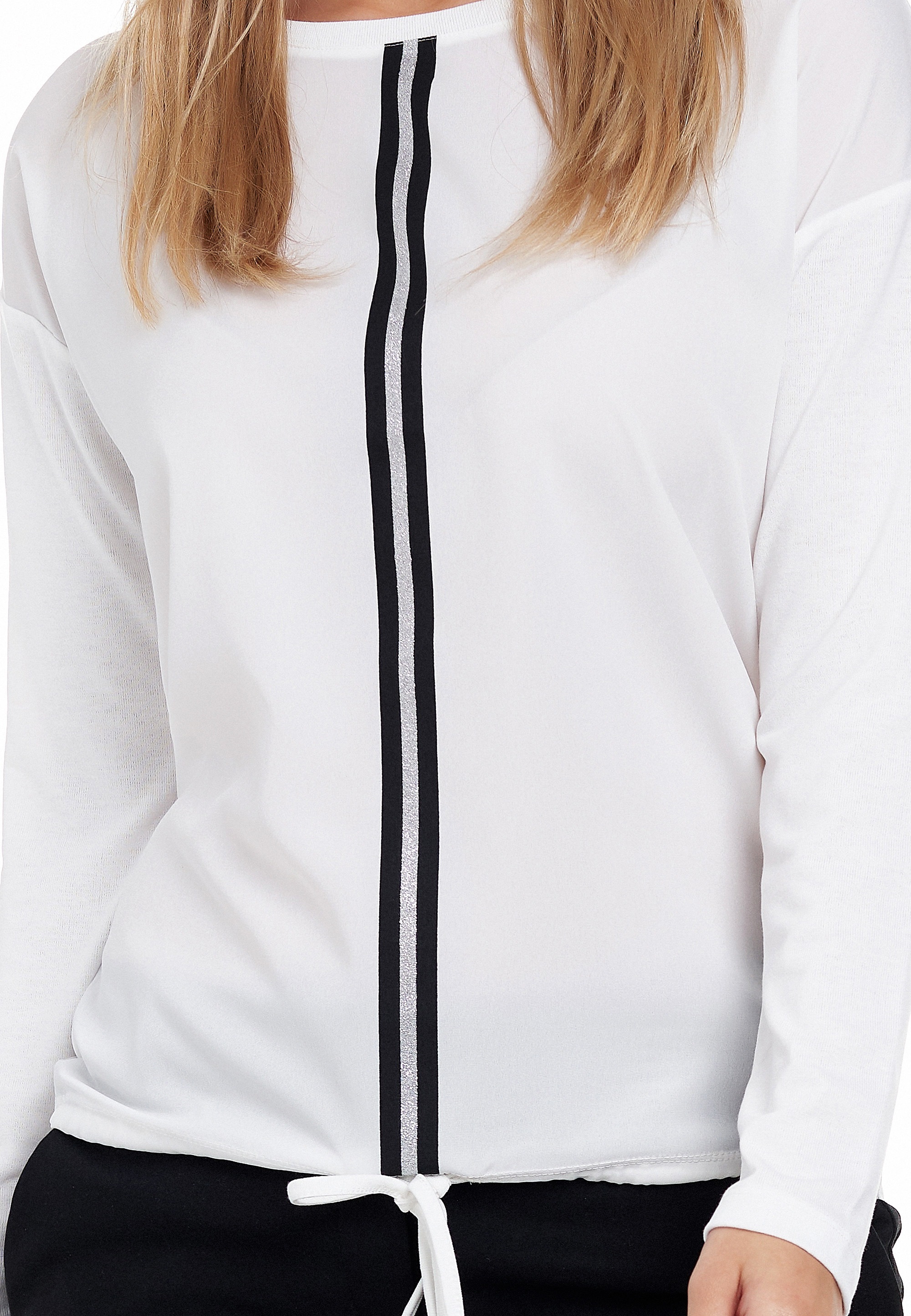 Decay Langarmshirt, mit coolem Glitzerstreifen-Aufdruck