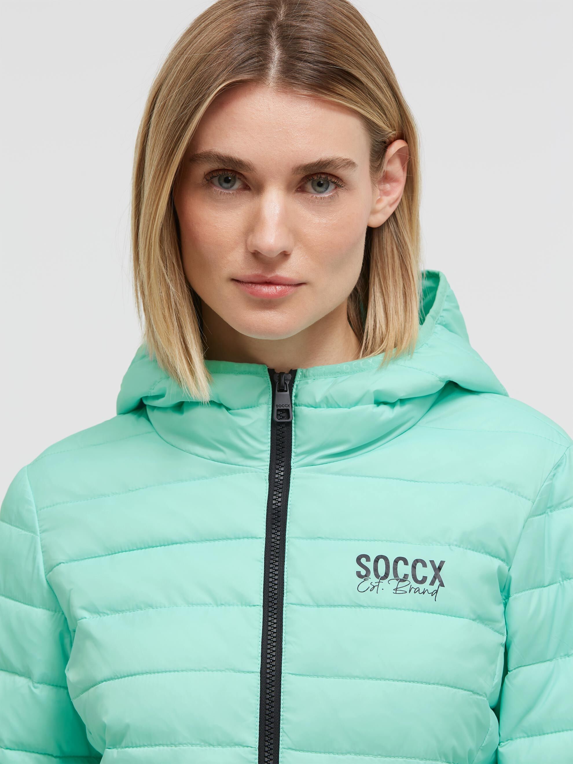 SOCCX Outdoorjacke mit Kapuze mit elastischem Saumabschluss