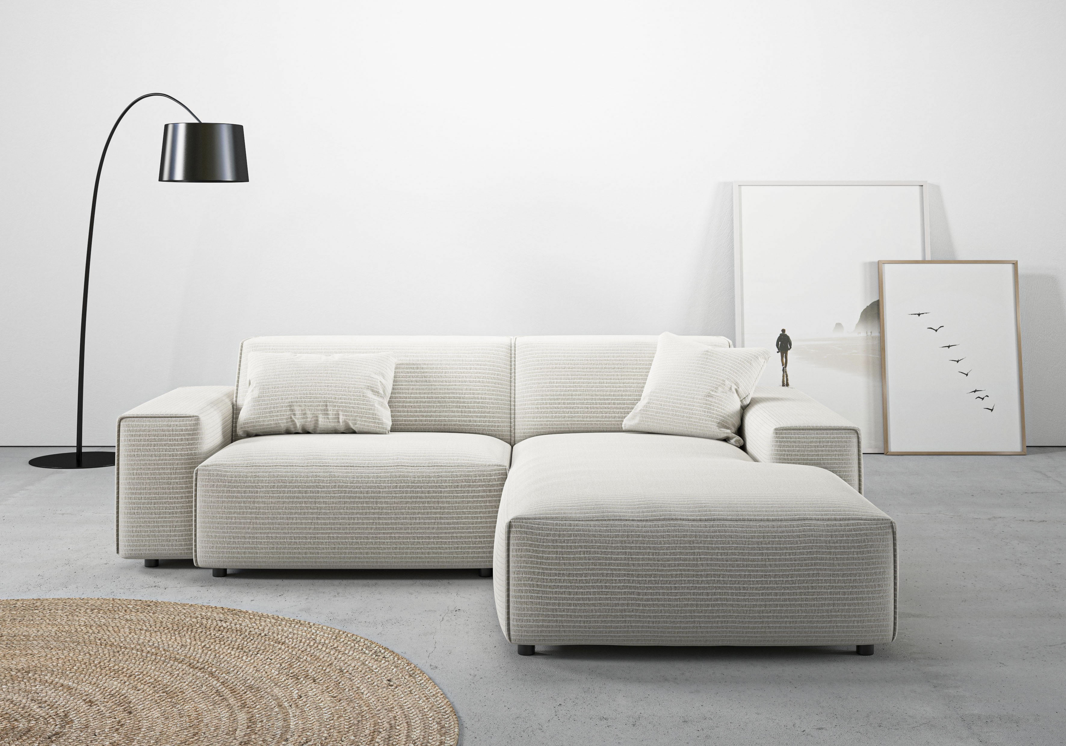 Home affaire Ecksofa "Glimminge L-Form auch in Breitcord, Feincord + Easy care-Bezug," Breite 234, Zierkissen