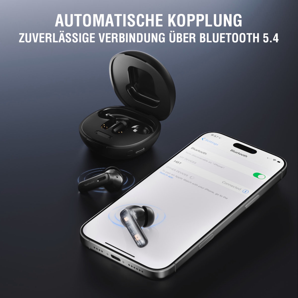 4smarts wireless In-Ear-Kopfhörer »TWS Bluetooth Kopfhörer SkyBuds Screen ANC«, Active Noise Cancelling (ANC)-Freisprechfunktion