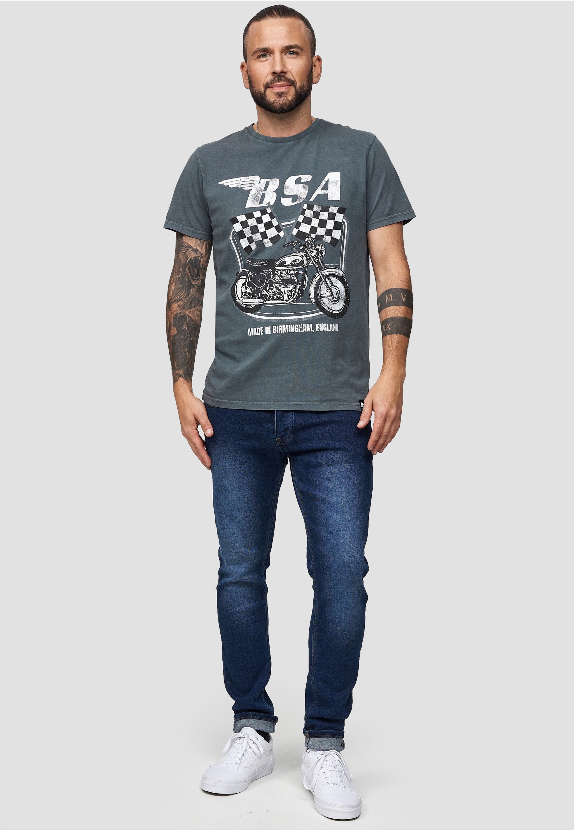 Recovered T-Shirt "BSA British Motor Flag", 1 Stk. mit lässigem BSA-Print i günstig online kaufen