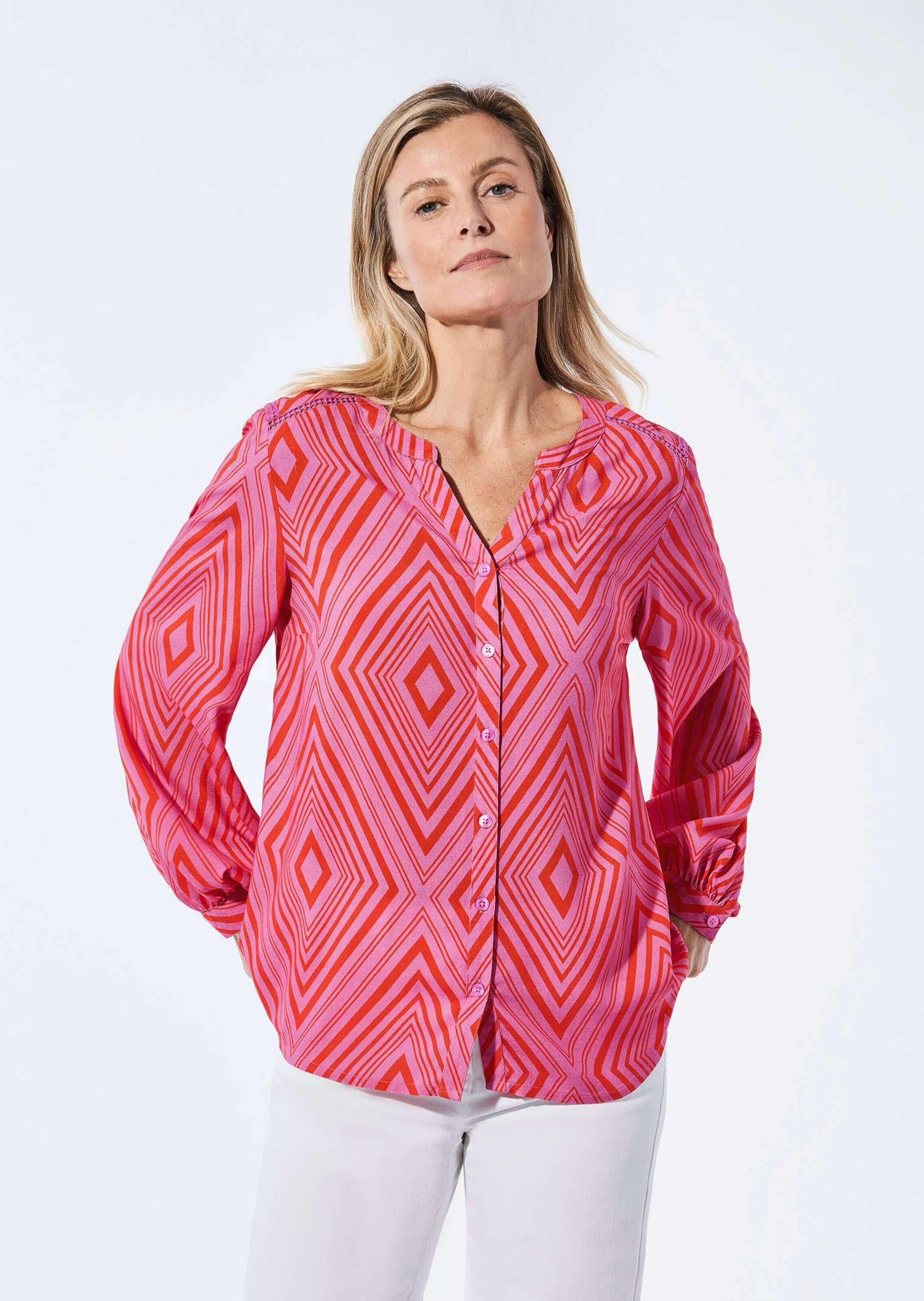 GOLDNER Kurzarmbluse »Bluse Bluse mit Tunika Ausschnitt«