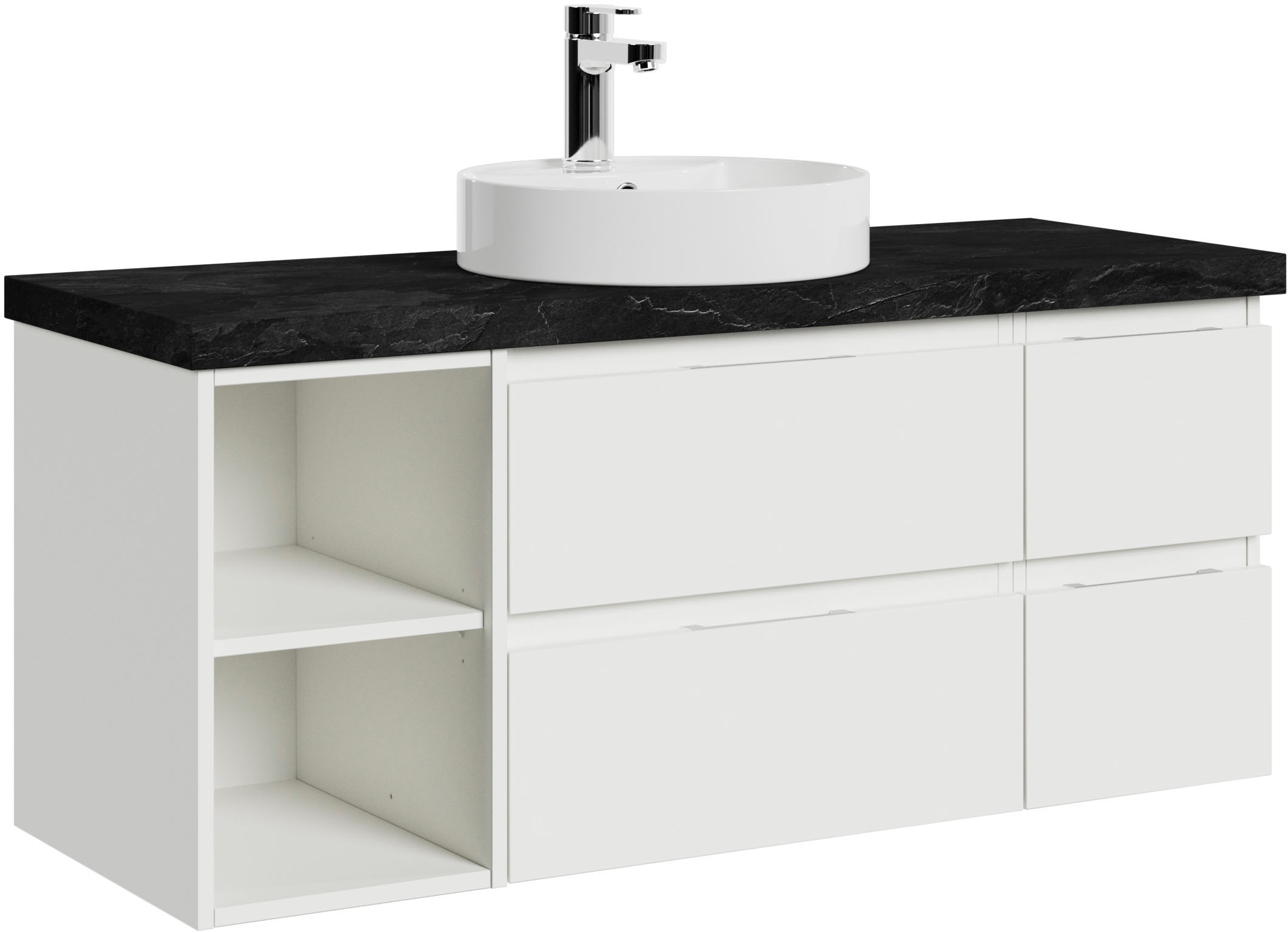 Saphir Badmöbel-Set »Serie 4035 2-teilig, Keramik-Aufsatzbecken mit LED-Spiegel«, (Set), Waschplatz inkl. Türdämpfer, 120 cm breit, 4 Schubladen, 3 Türen