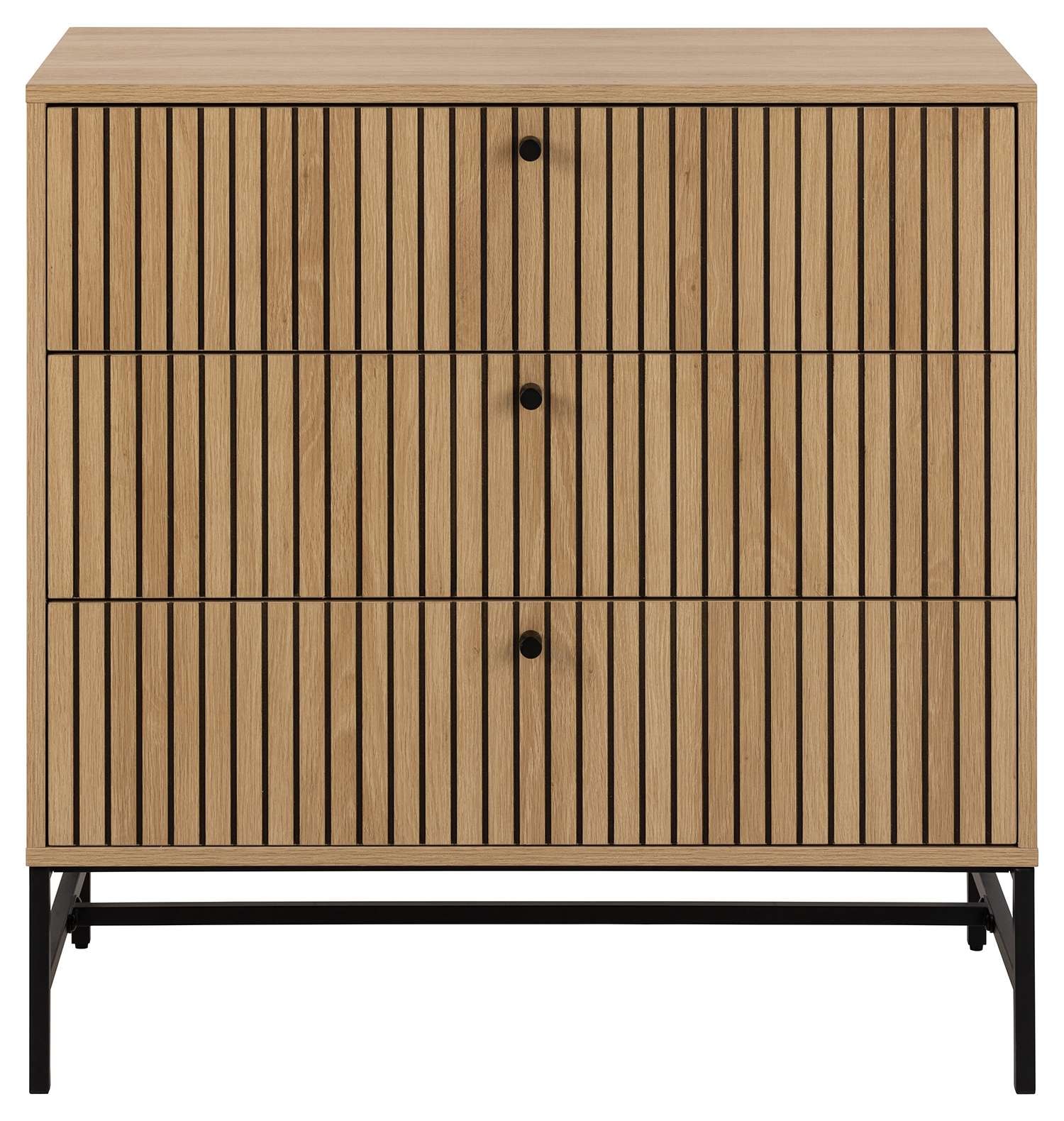 ACTONA GROUP Sideboard »Albany«, Eiche-Optik, Lamellenfront, 3 Schubladen, B: 80, 6 cm