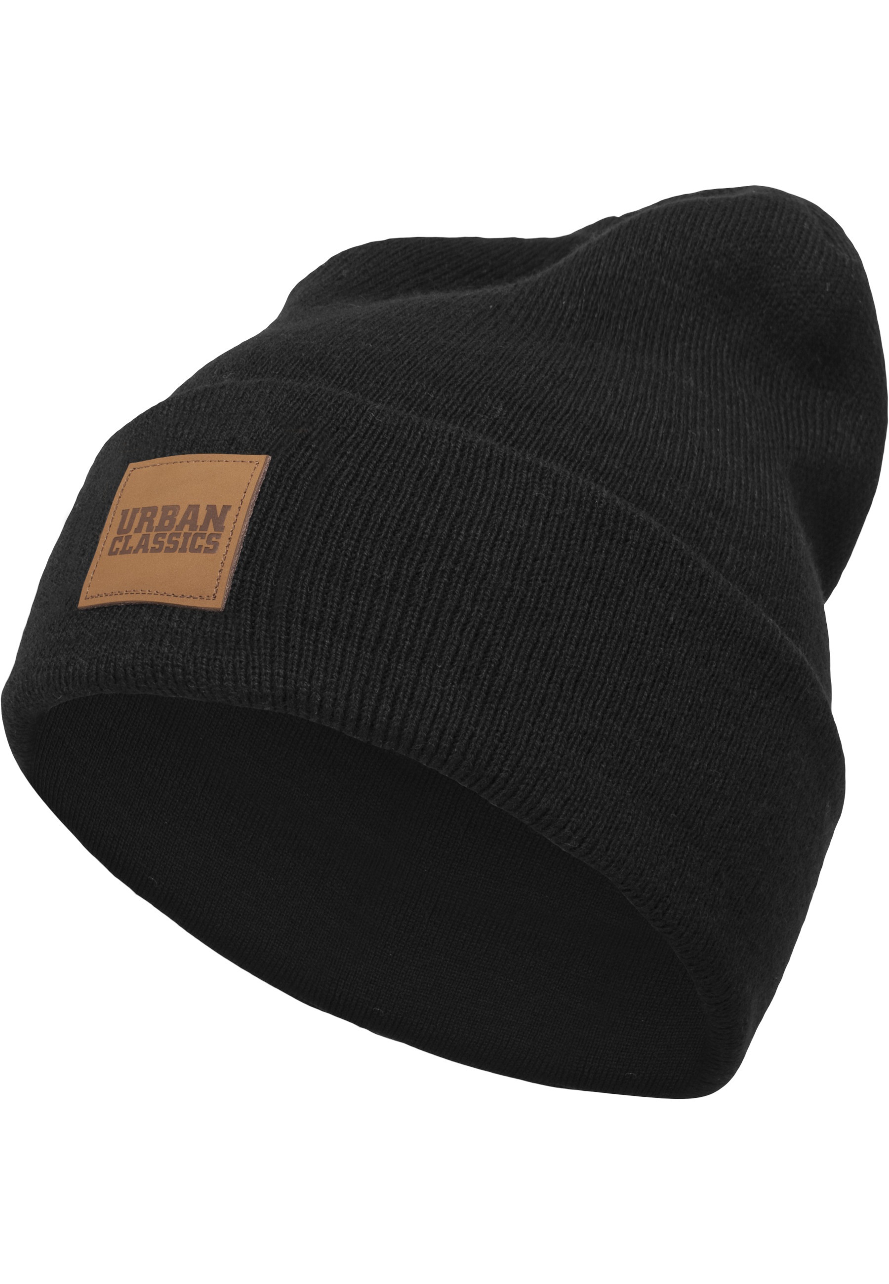Thumbnail - URBAN CLASSICS Beanie "Urban Classics Unisex Synthetic Leatherpatch Long Beanie" 1 Stk.