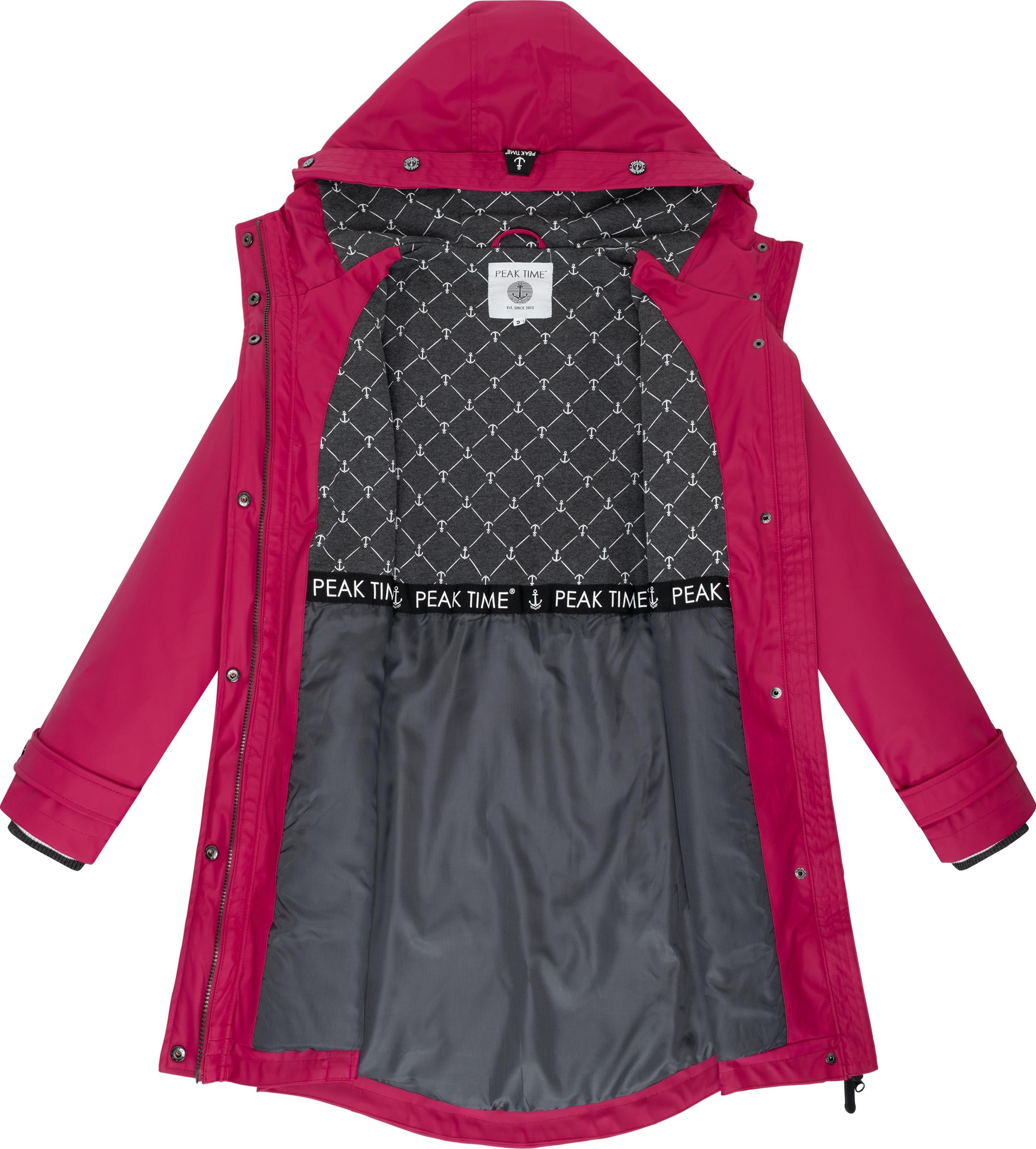 PEAK TIME Regenjacke »L60042«, mit Kapuze, stylisch taillierter Regenmantel für Damen