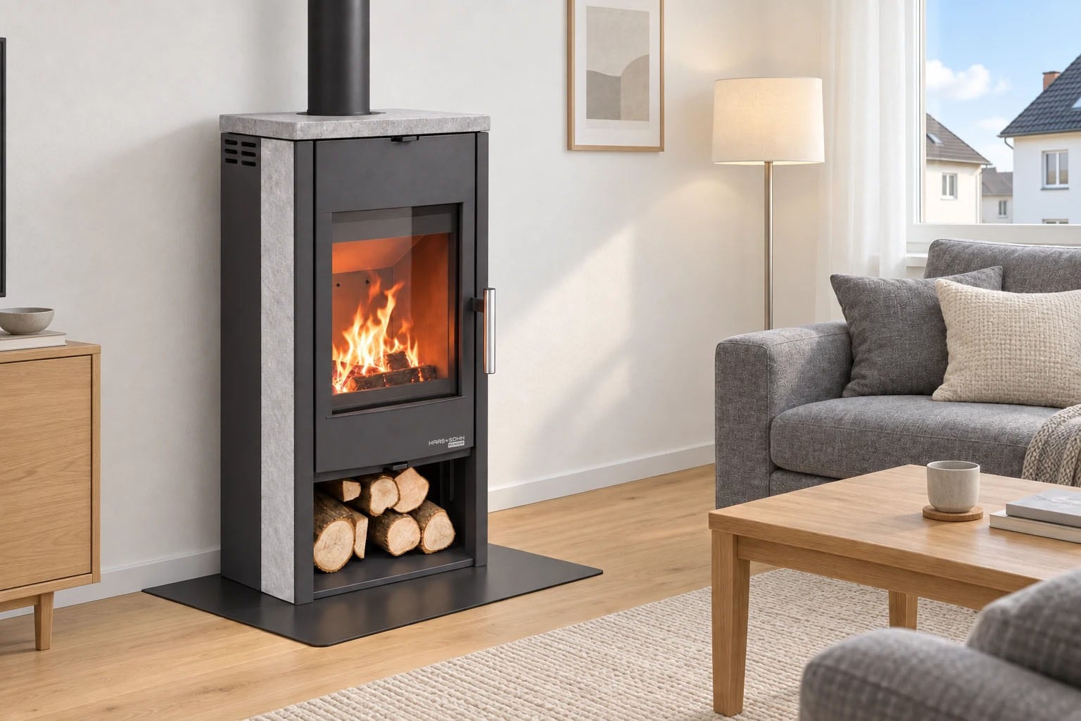 Haas + Sohn Kaminofen »Portree, NEU & Exklusiv, Lieferung bis ins Wohnzimmer« dein Premium Haas+Sohn für stilsichere Eleganz mit Panorama Scheibe