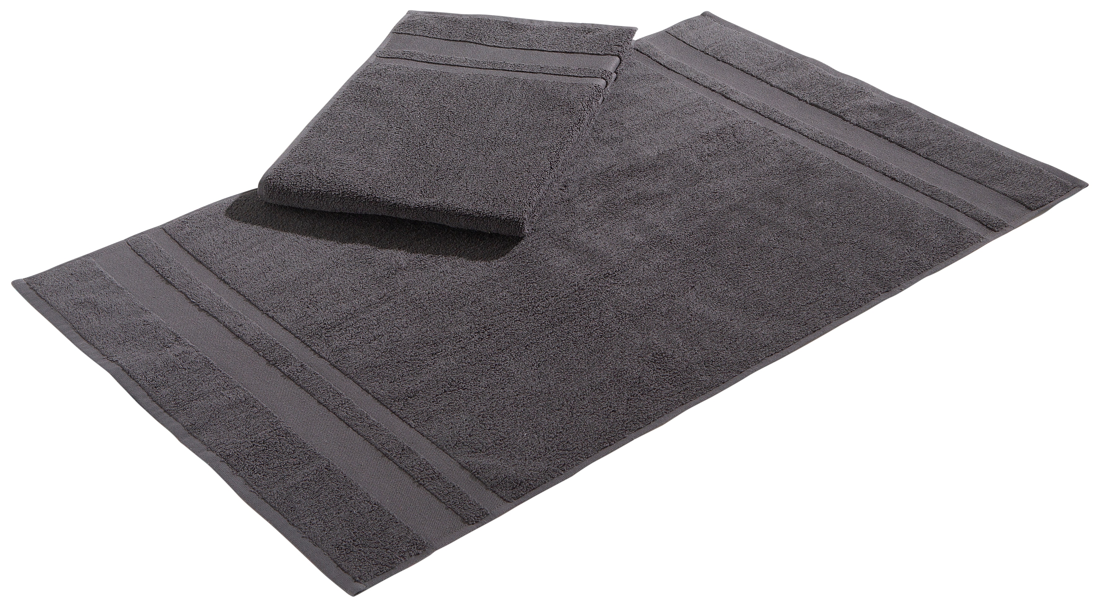 OTTO home Badematte "Vanessa, 2 tlg. Hotelmatten-Set, 50x70cm, Standard & Premium" beidseitig nutzbar schnell trocknend strapazierfähig 2-teiliges Set, einfarbig, Badematten Set, Bordüre, 100% Baumwolle