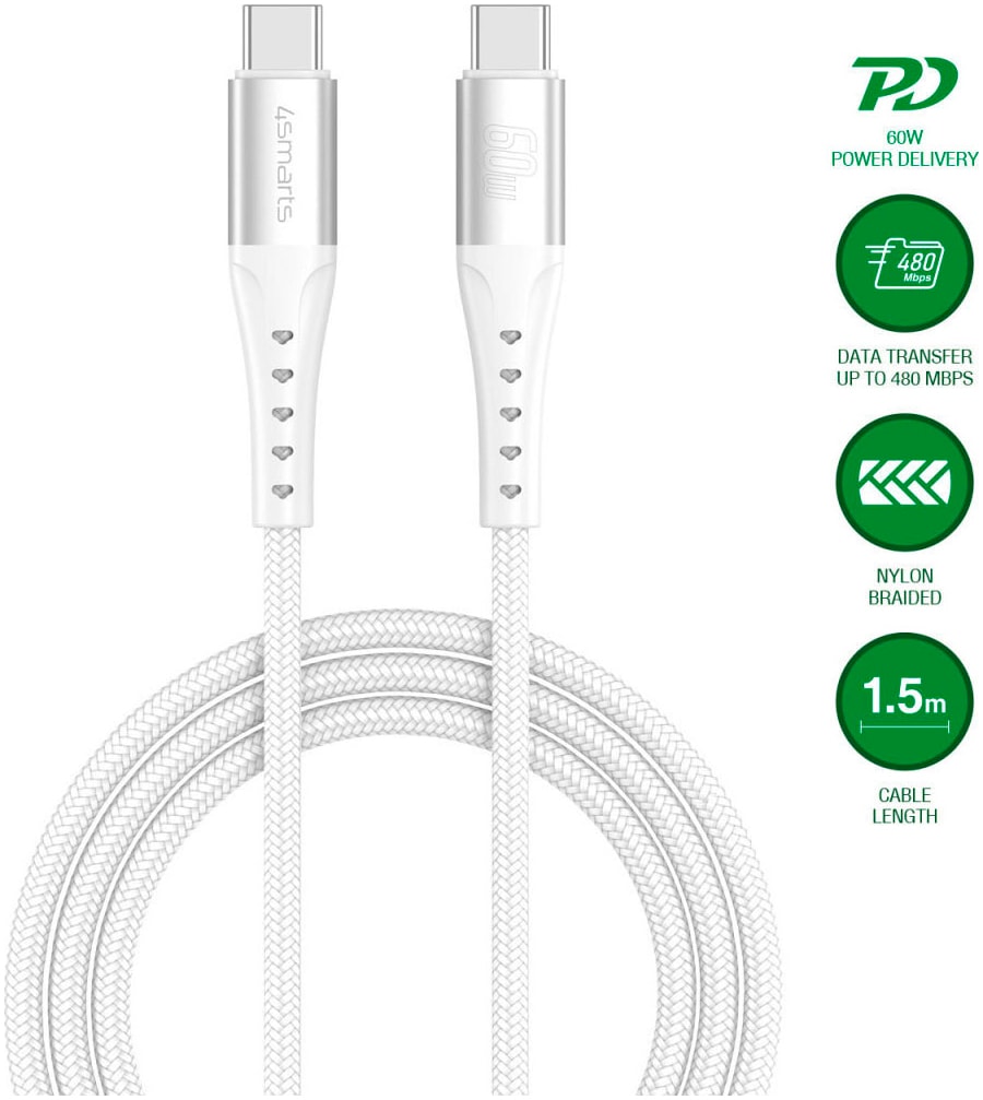 4smarts USB-Kabel »PrimeCord USB-C 60W«, USB Typ C-USB Typ C, 150,00 cm