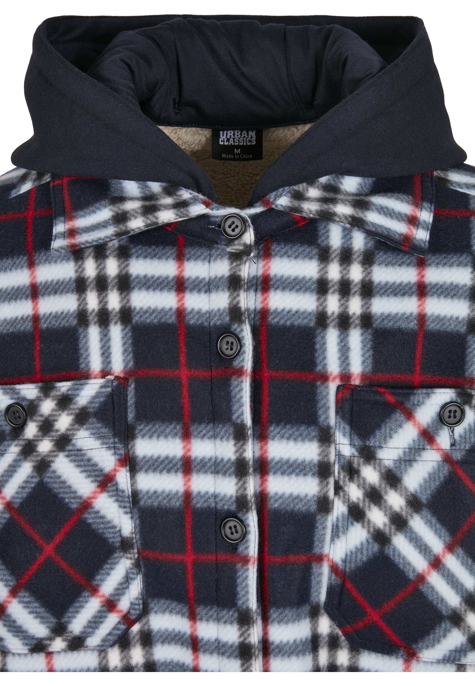 URBAN CLASSICS Allwetterjacke »Urban Classics Herren Hooded Polar Fleece Overshirt« 1 Stk. tlg. mit Kapuze