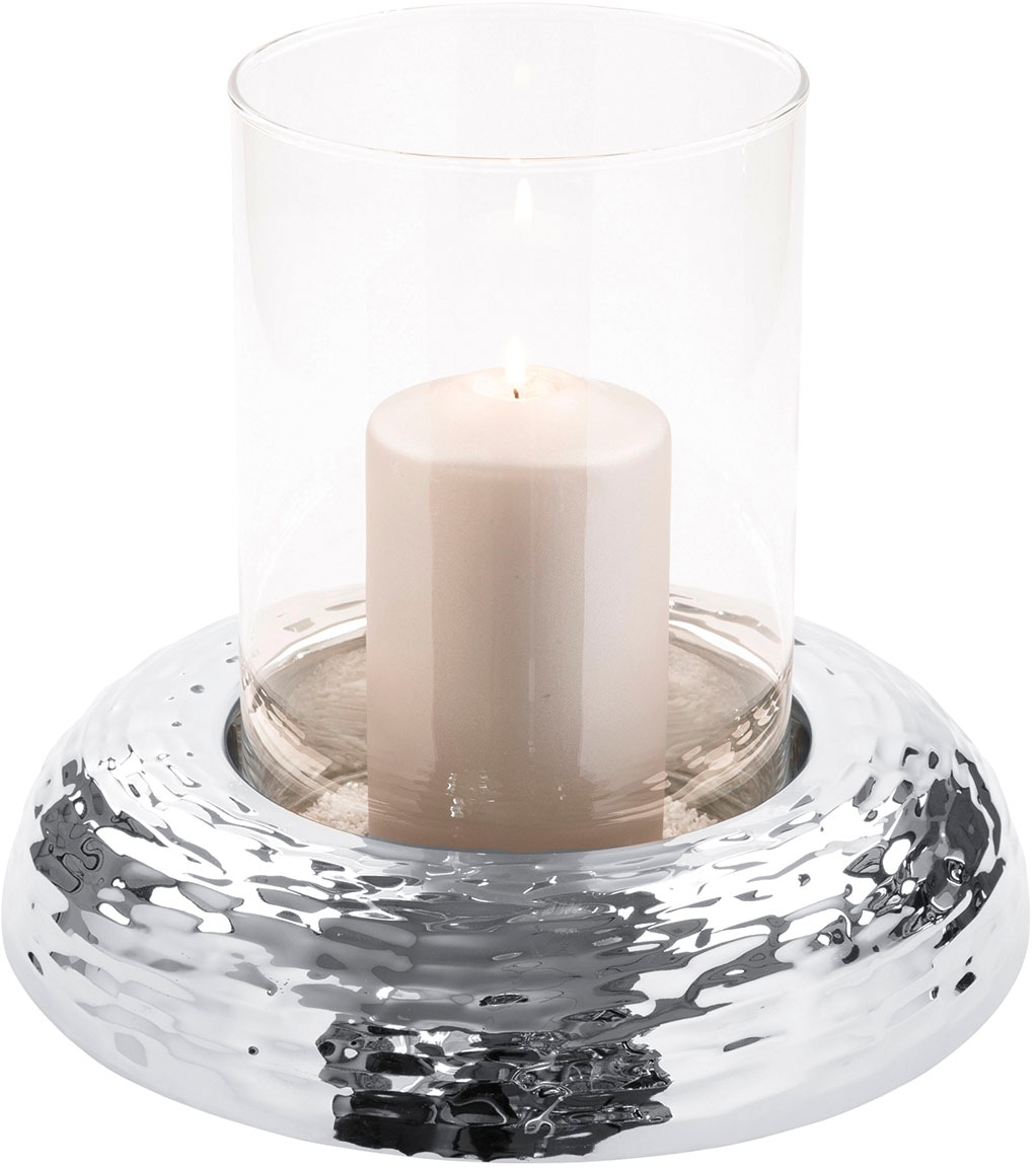 Fink Windlicht »ALDO«, (1 St.), Kerzenhalter aus Metall - vernickelt und  Glas, Höhe 24 cm x Ø 27,5 cm | BAUR | Windlichter