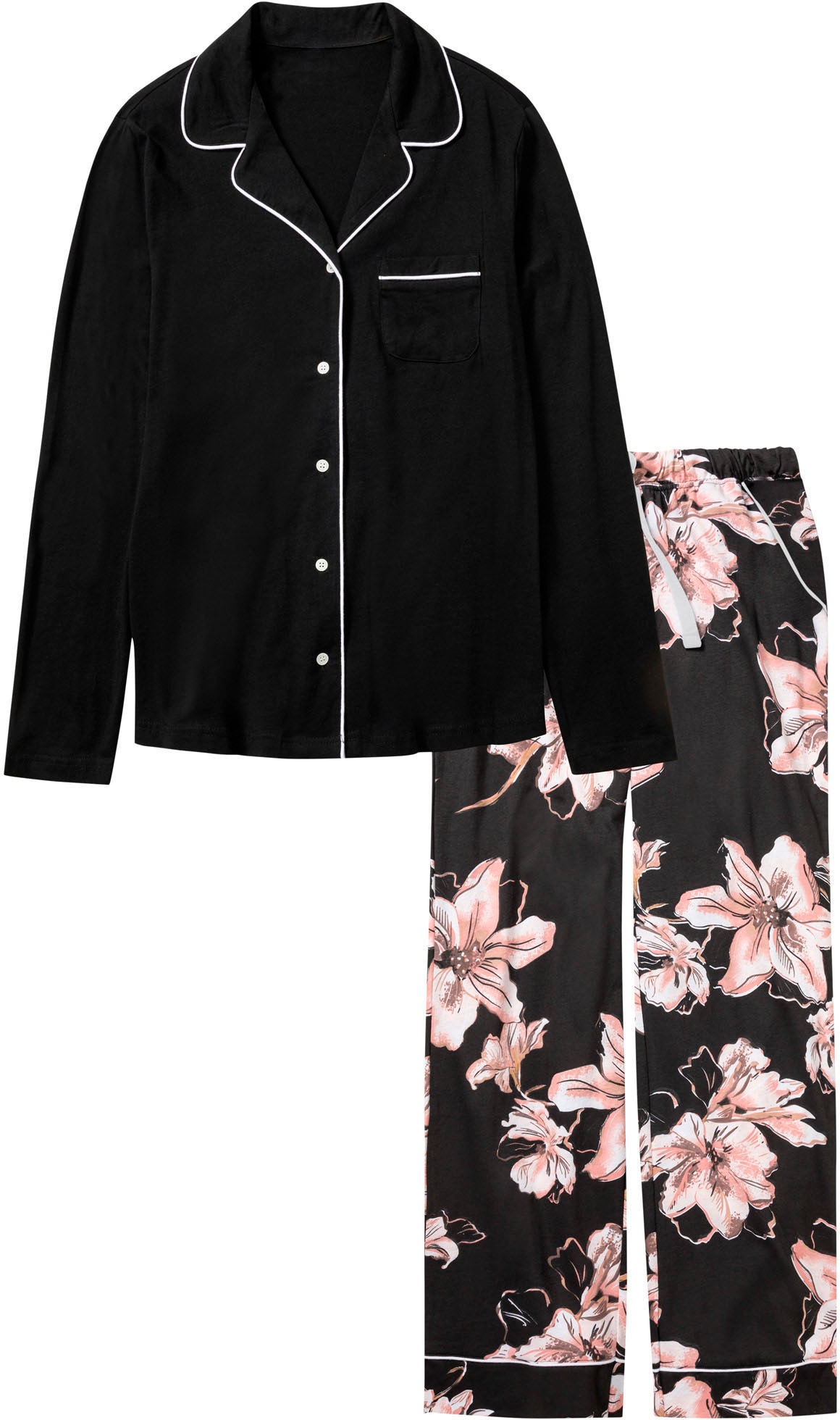 bonprix Pyjama Set, 2 bequeme Passform, aus Baumwolle