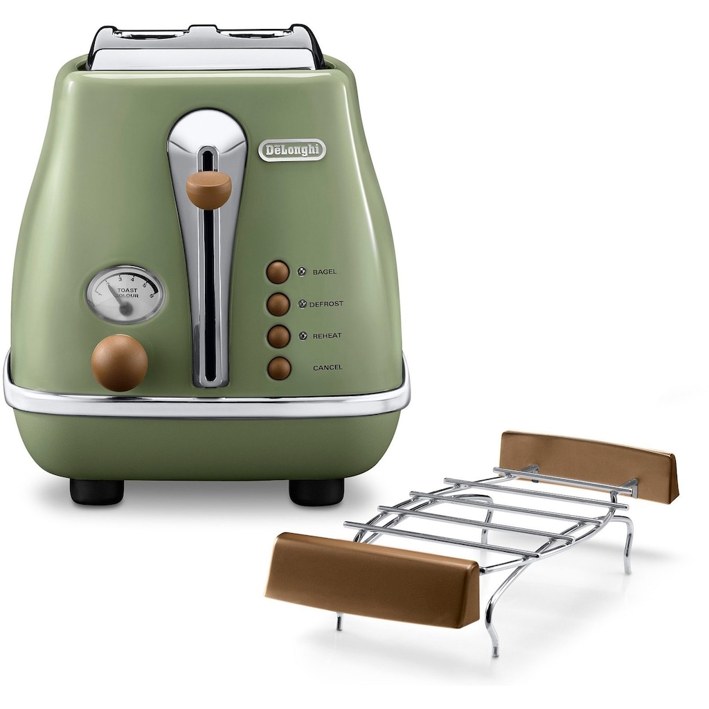 De'Longhi Toaster »Incona Vintage »CTOV 2103.BG««, 2 kurze Schlitze, 900 W